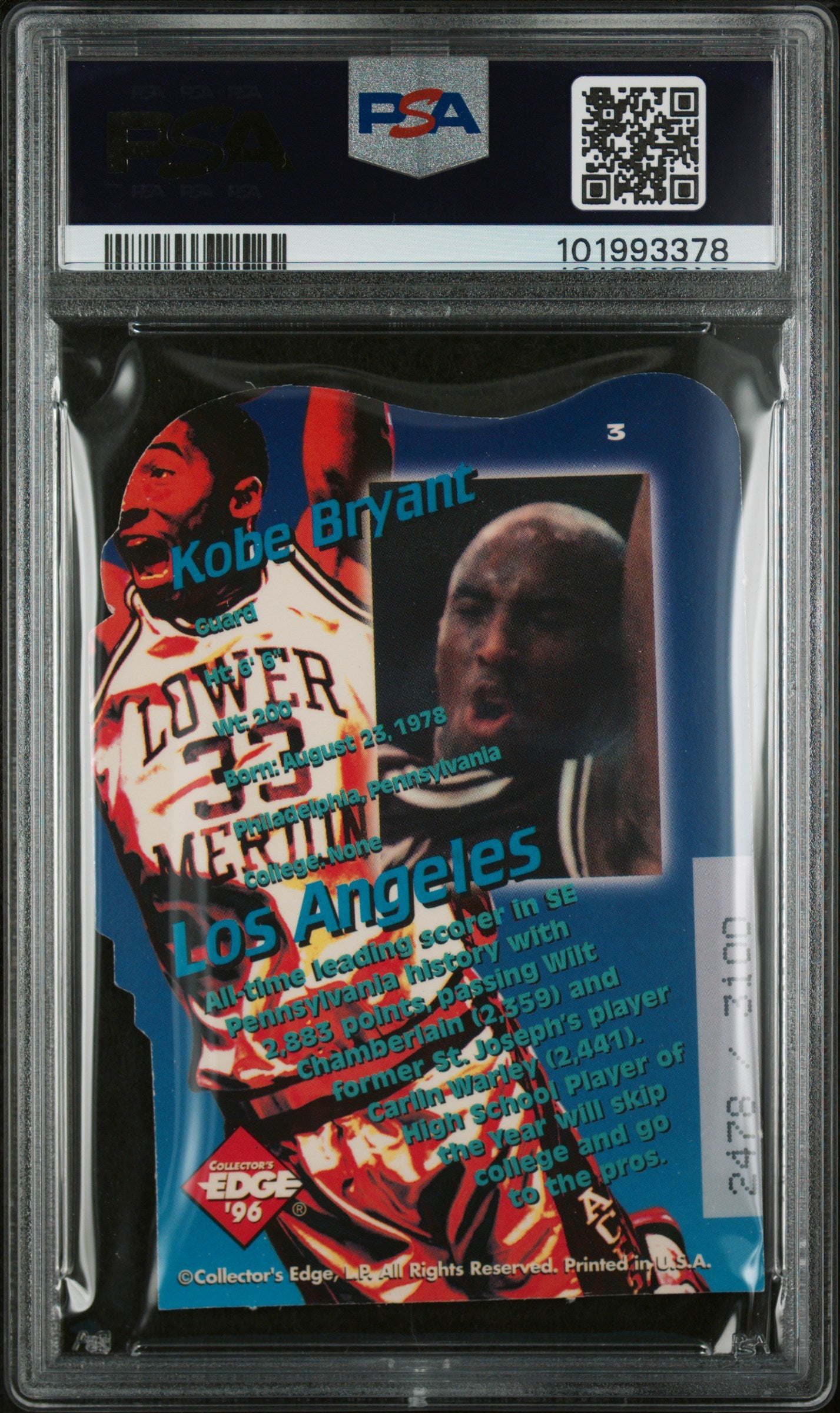 1996 Collector's Edge Key Kraze Kobe Bryant #3 Die Cut PSA 8