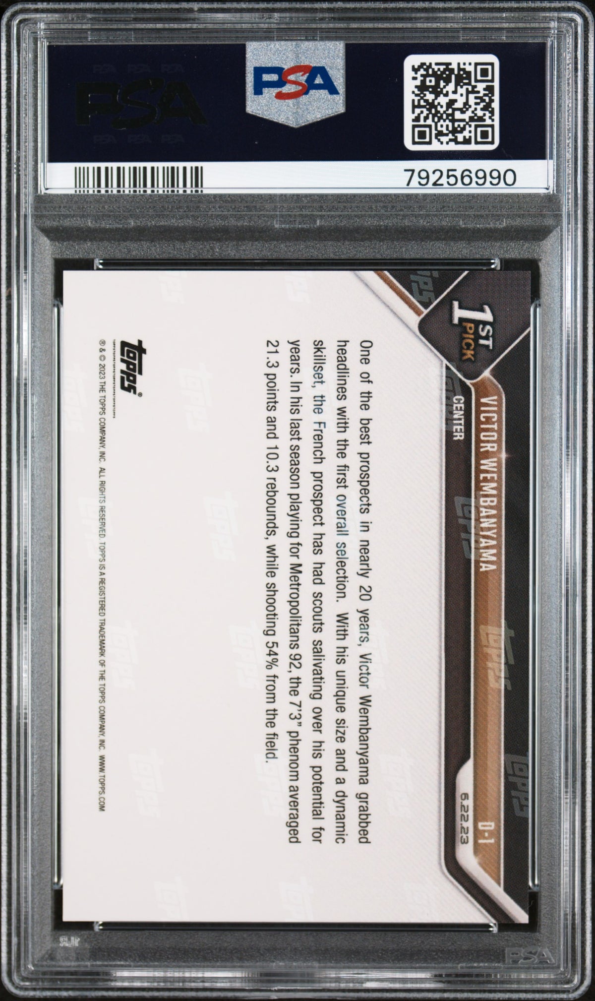 2023 Topps Now Victor Wembanyama Rookie PSA 10 RC