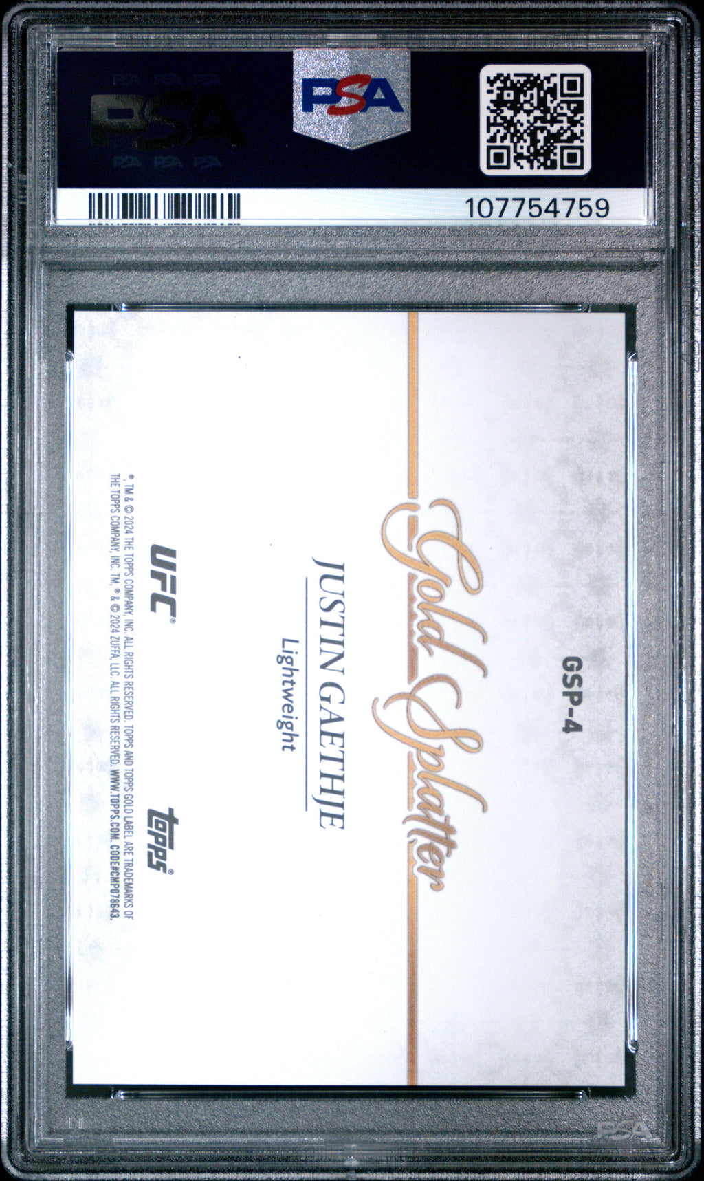 2024 Topps Gold Label Justin Gaethje Gold Splatter PSA 10