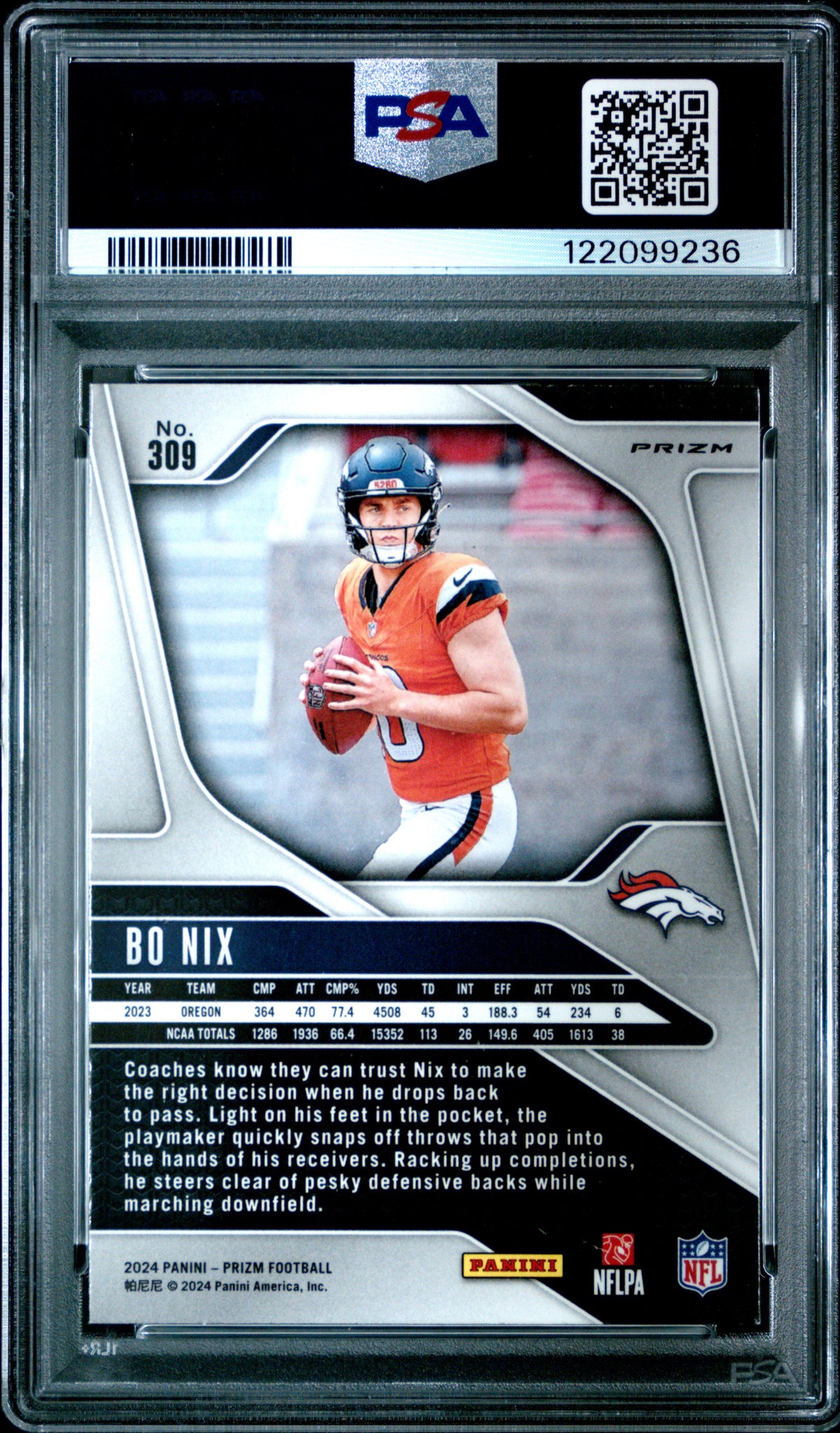 2024 Prizm Bo Nix Rookie Silver Prizm PSA 9 RC
