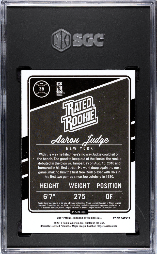 2017 Donruss Optic Aaron Judge Holo Prizm Rookie SGC 9.5 RC