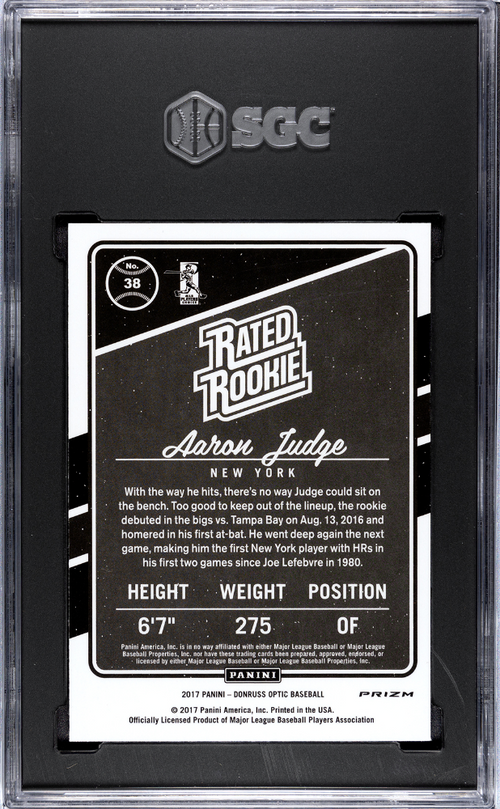 2017 Donruss Optic Aaron Judge Holo Prizm Rookie SGC 9.5 RC
