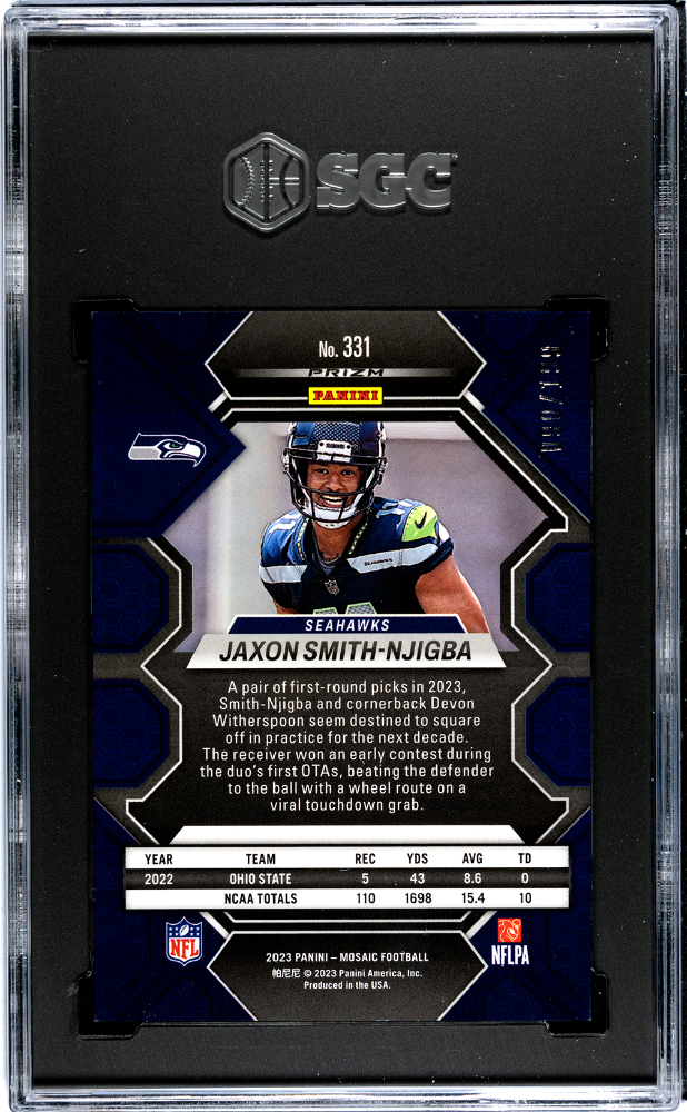 2023 Panini Mosaic Jaxon Smith-Njigba #331 Orange Prizm 199 SGC 9