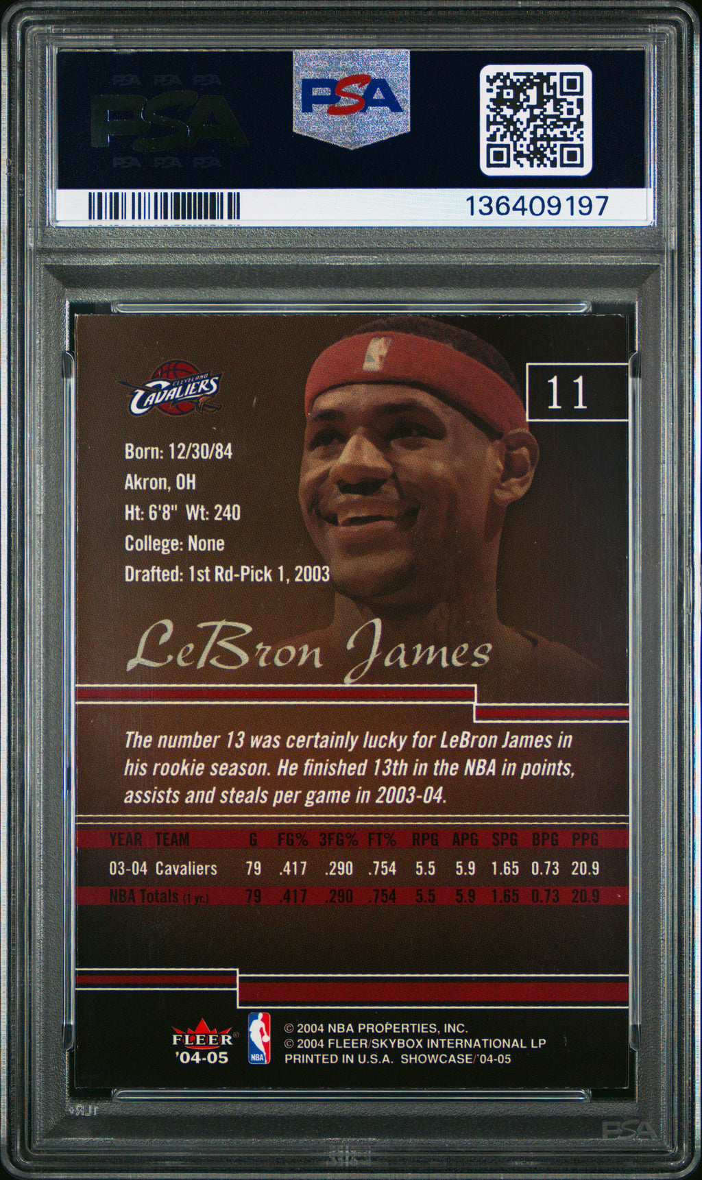 2004 Fleer Showcase LeBron James PSA 8