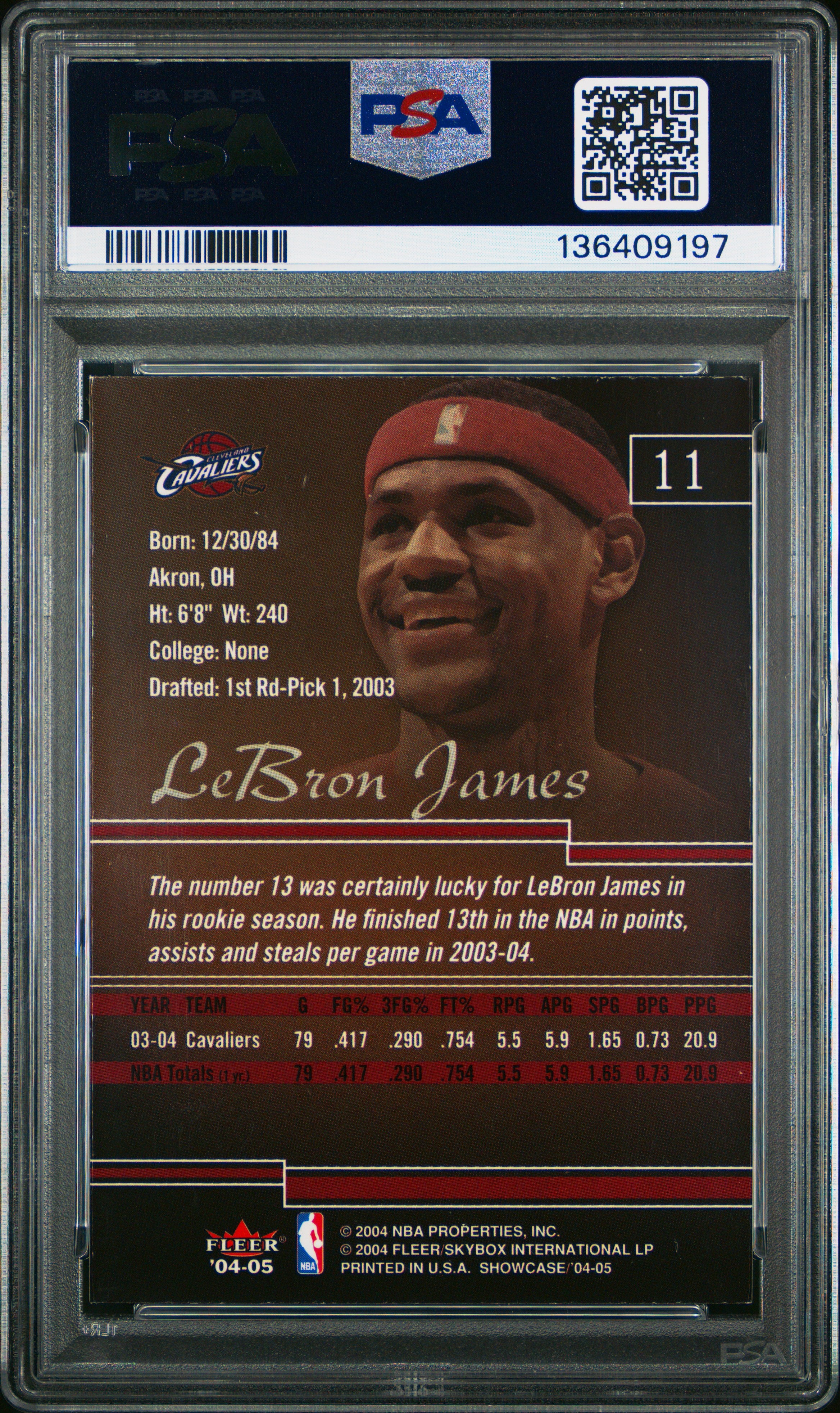 2004 Fleer Showcase LeBron James PSA 8