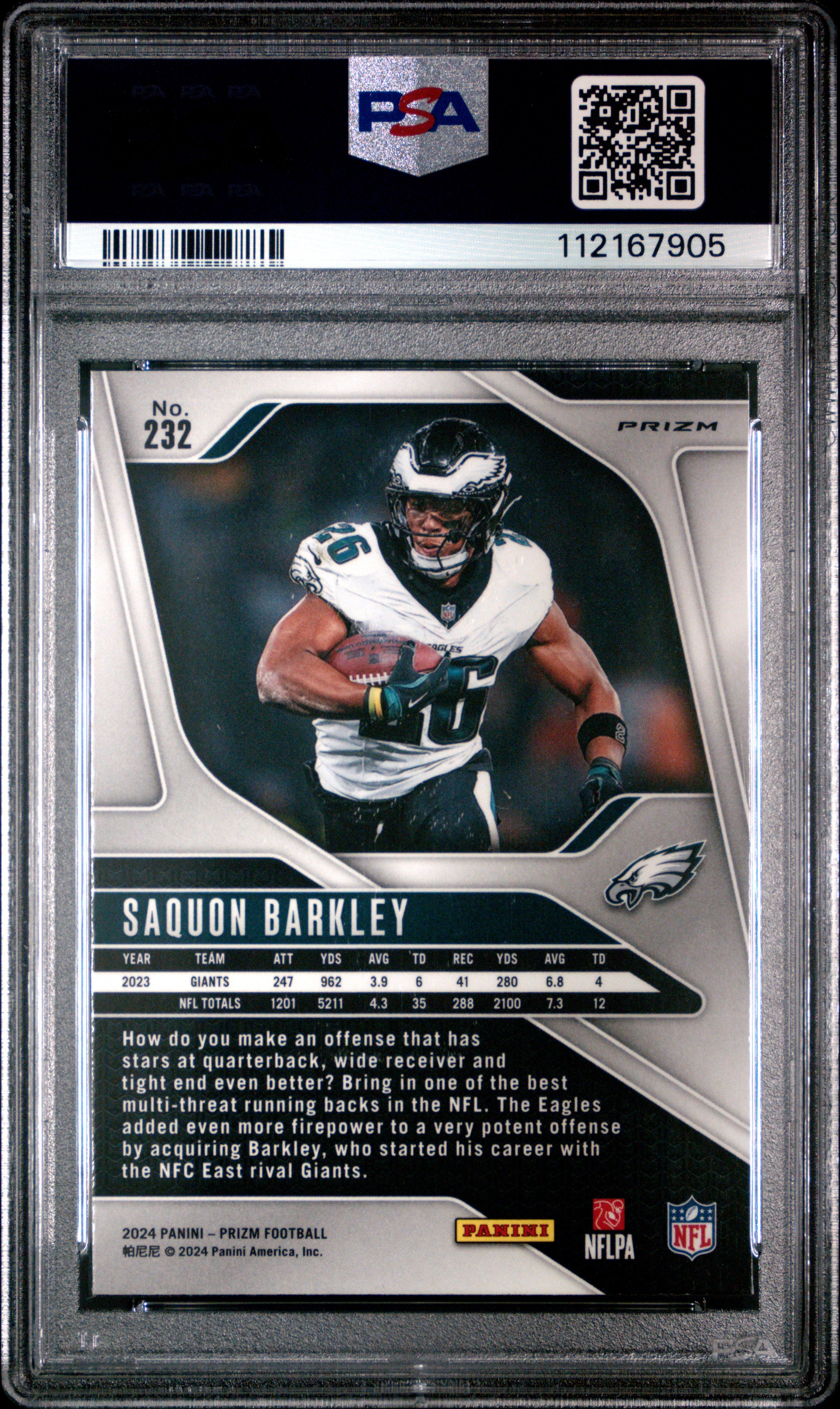 2024 Panini Prizm Saquon Barkley #232 Lazer PSA 10