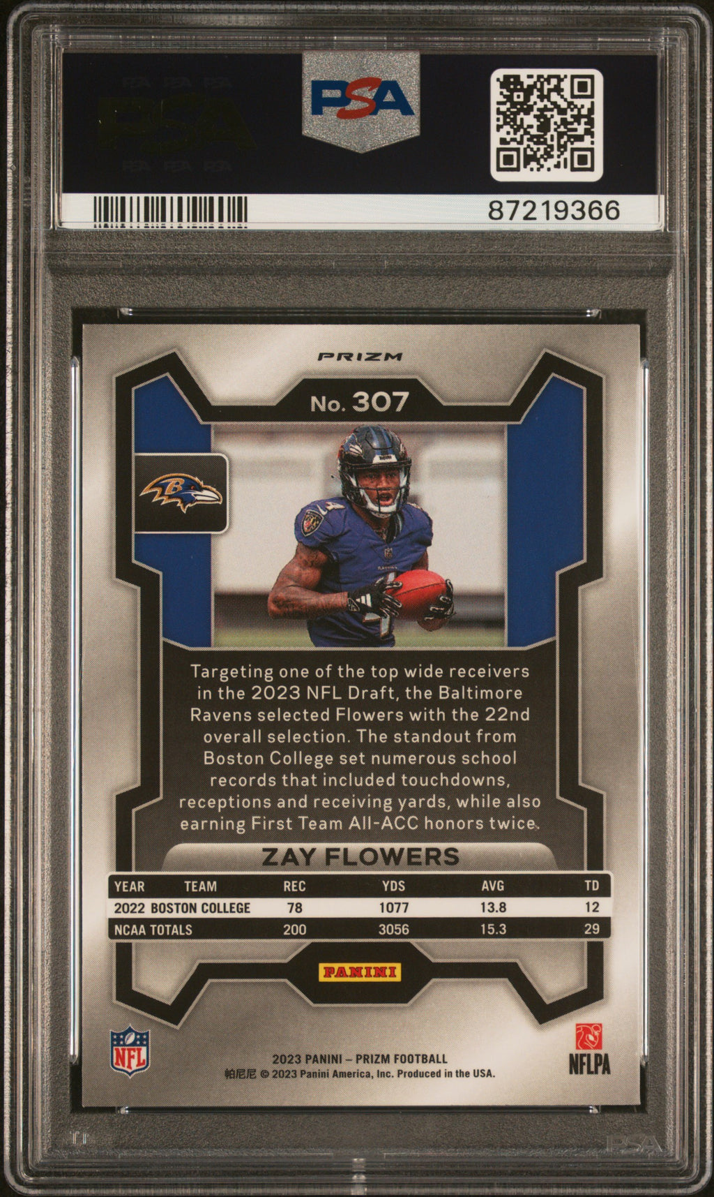 2023 Panini Prizm Zay Flowers #307 Red White Blue PSA 10