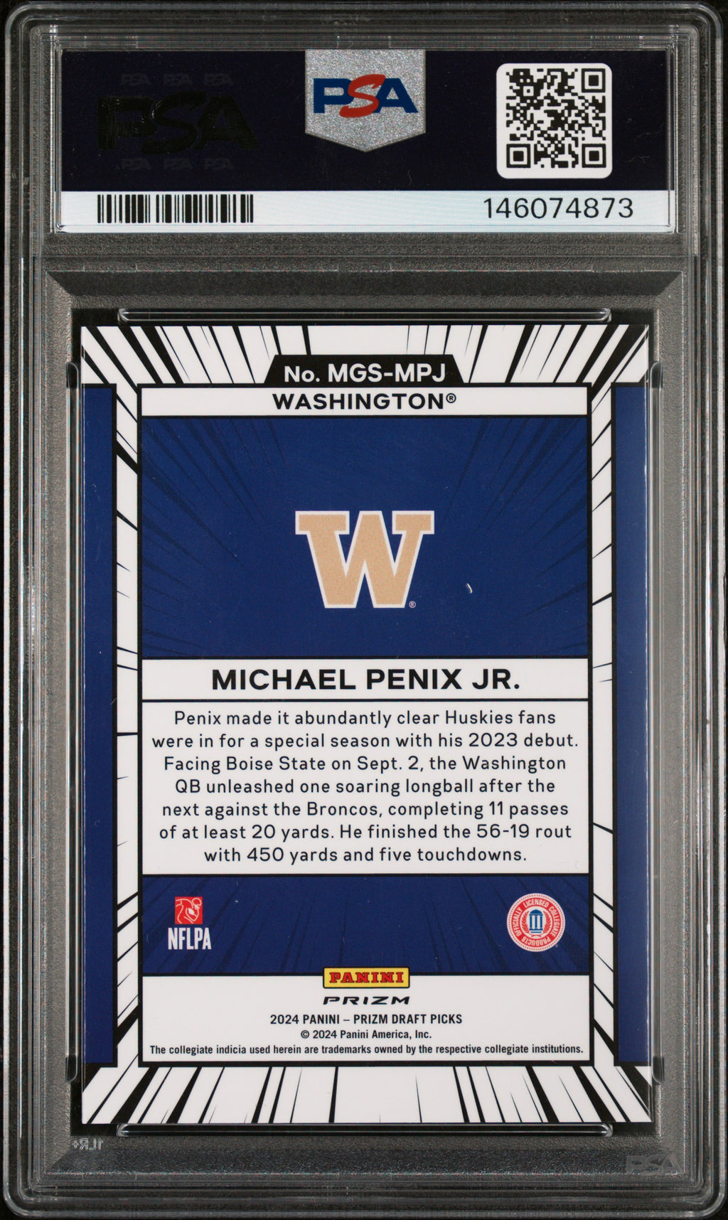 2024 Panini Prizm Draft Picks Manga Michael Penix JR. #MGSMPJ PSA 10