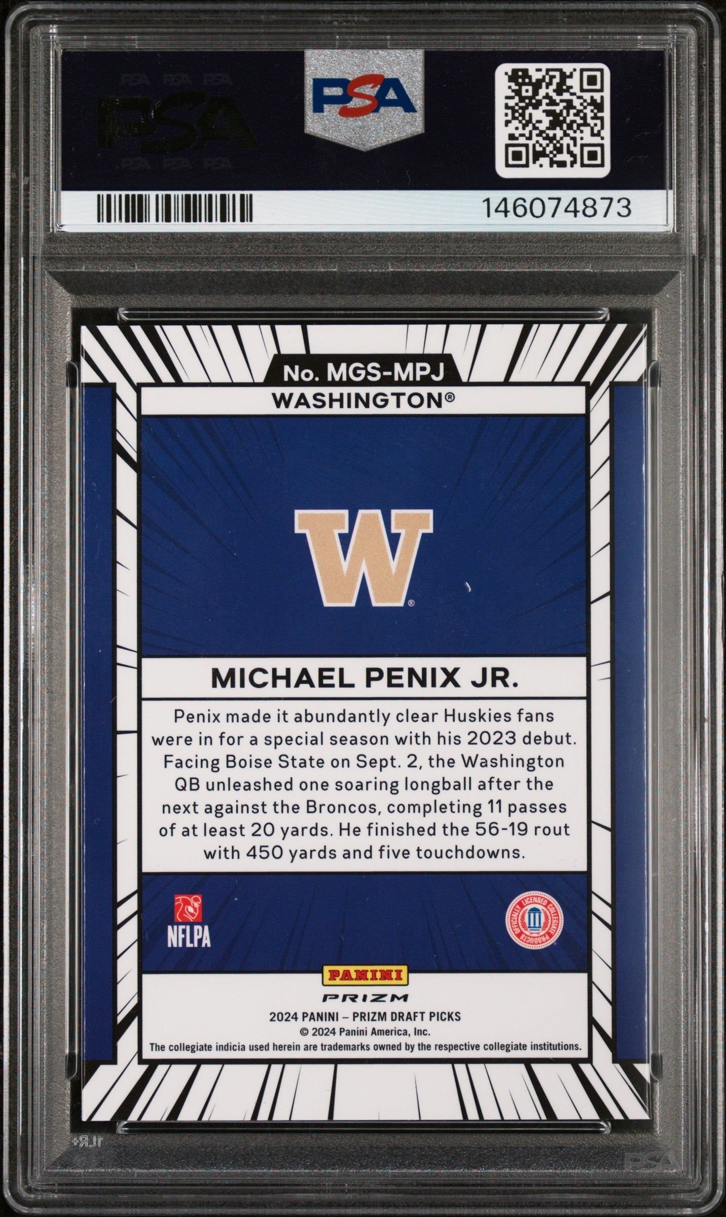 2024 Panini Prizm Draft Picks Manga Michael Penix JR. #MGSMPJ PSA 10