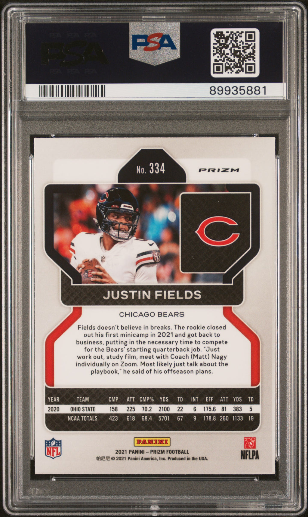 2021 Panini Prizm Justin Fields #334 Silver PSA 10