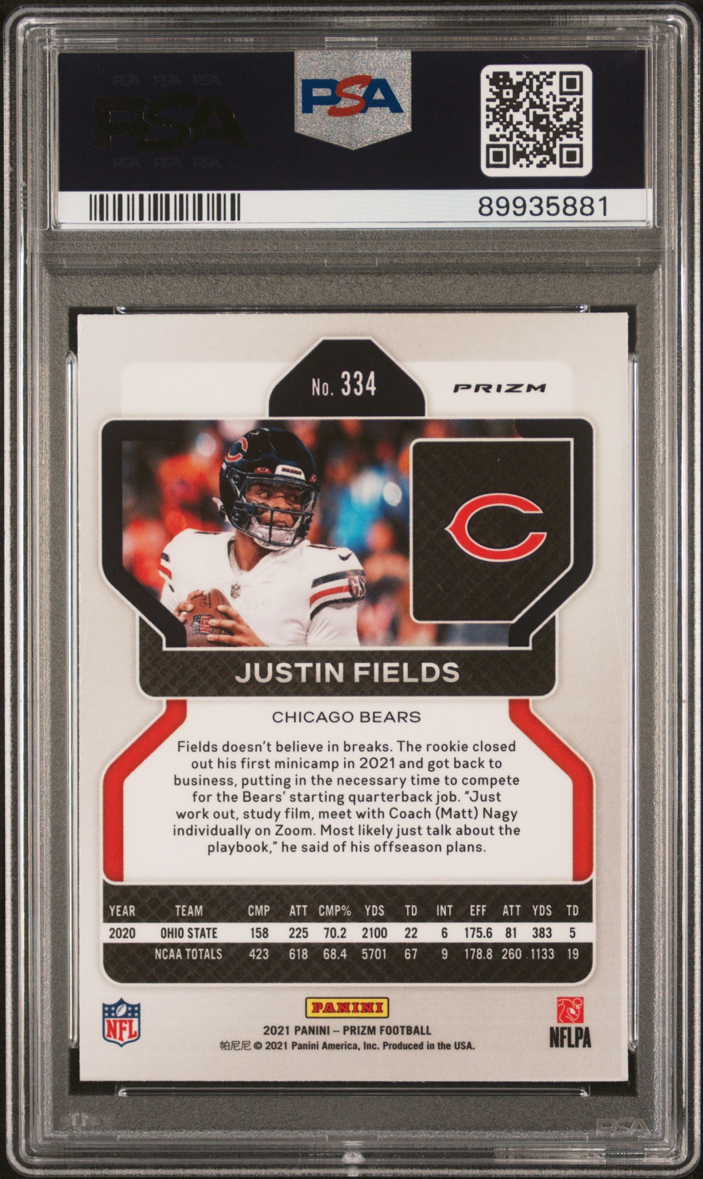 2021 Panini Prizm Justin Fields #334 Silver PSA 10
