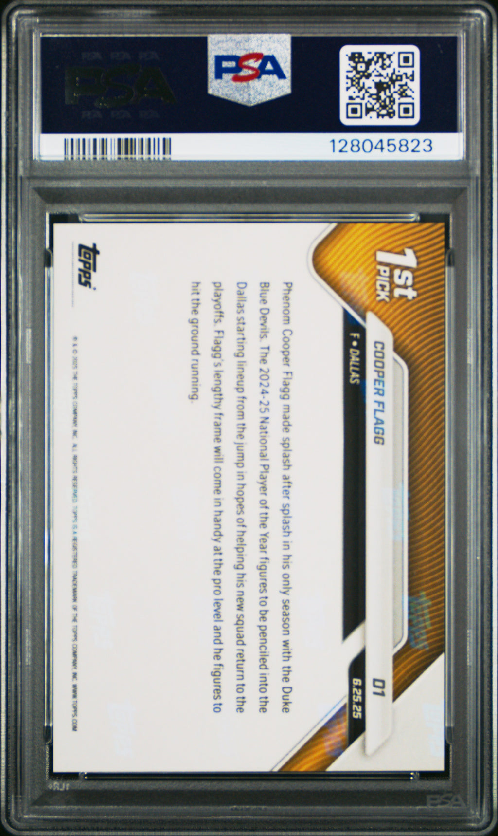 2025 Topps Now Cooper Flagg Draft Rookie PSA 10 RC