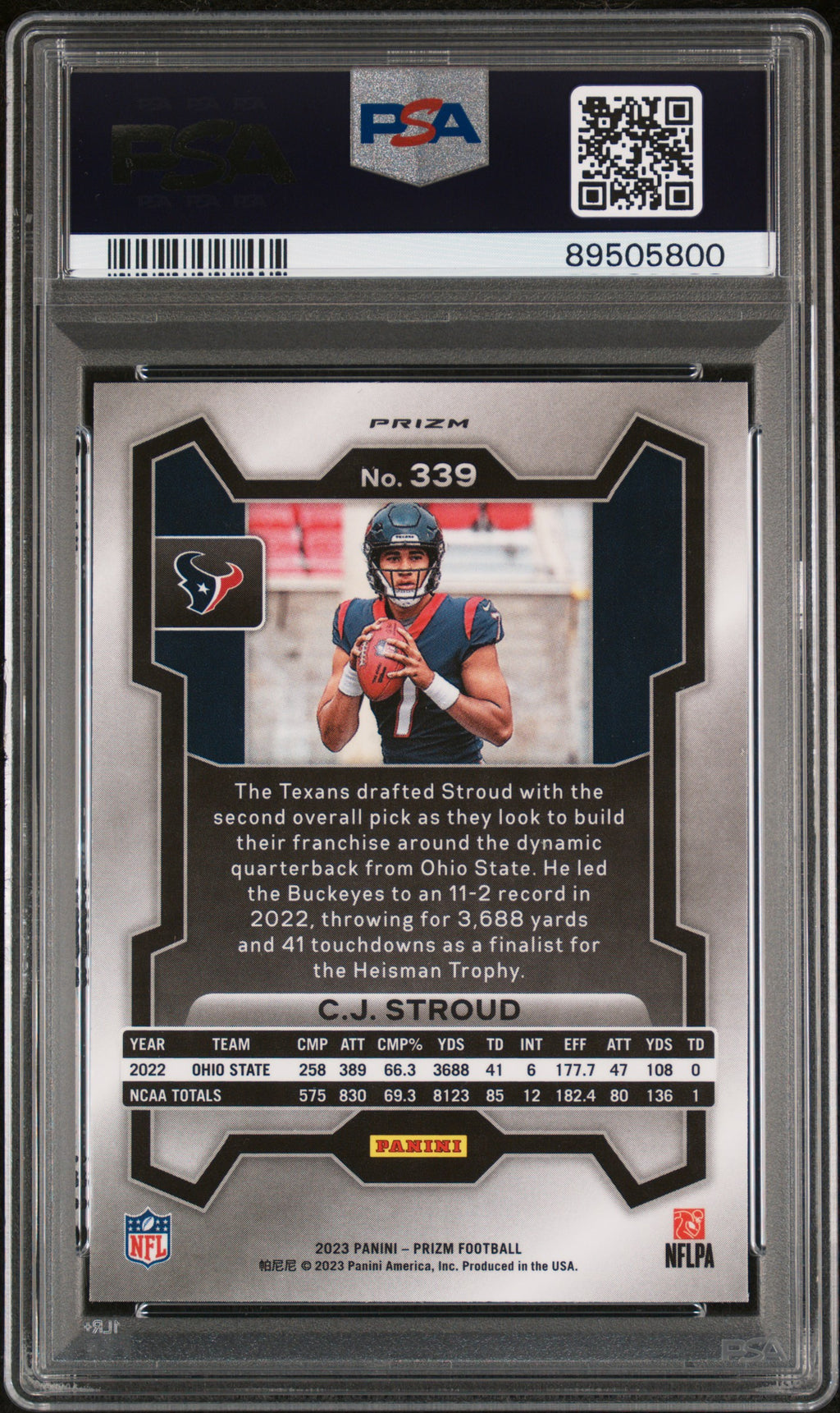 2023 Panini Prizm CJ Stroud #339 Green Wave PSA 9