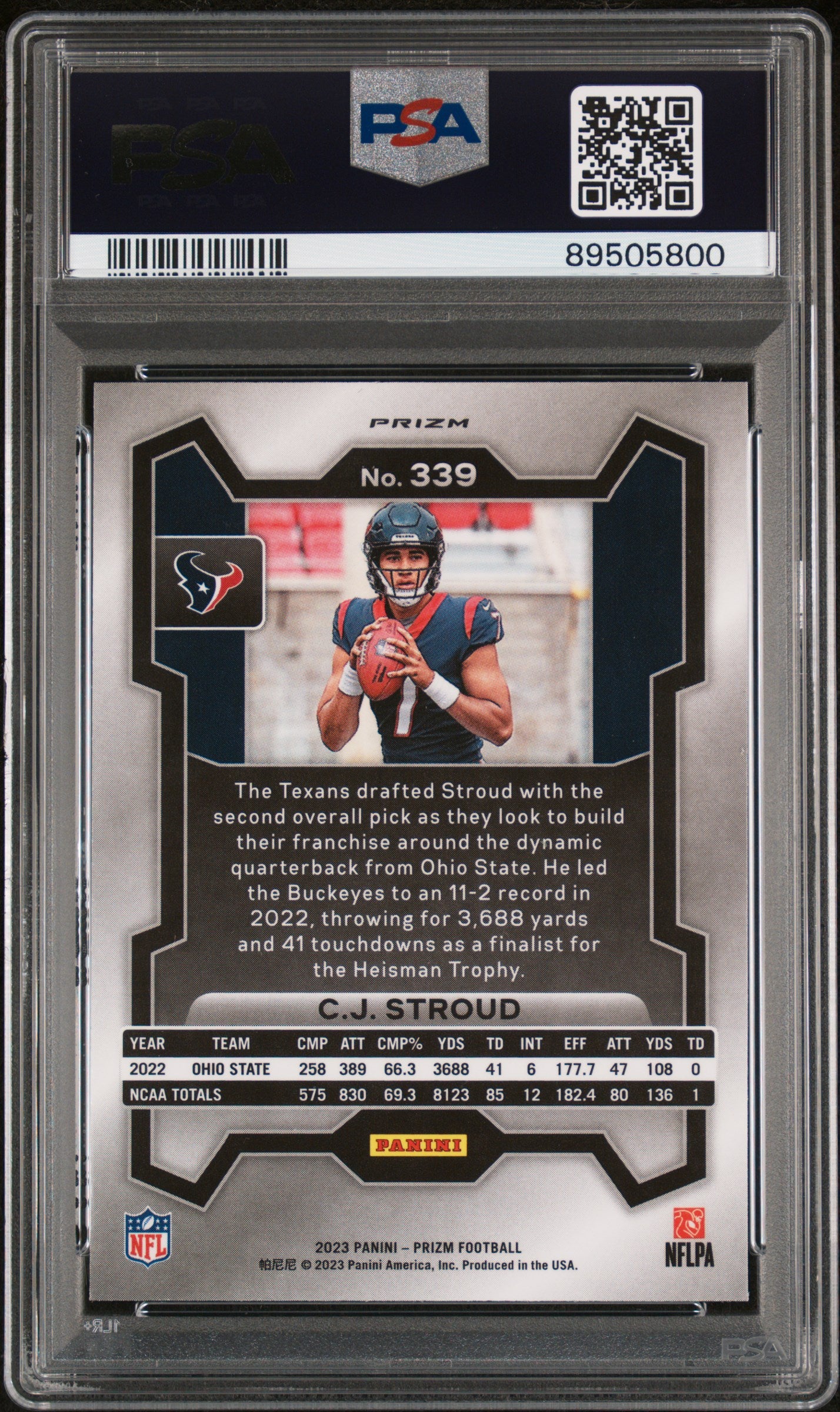 2023 Panini Prizm CJ Stroud #339 Green Wave PSA 9