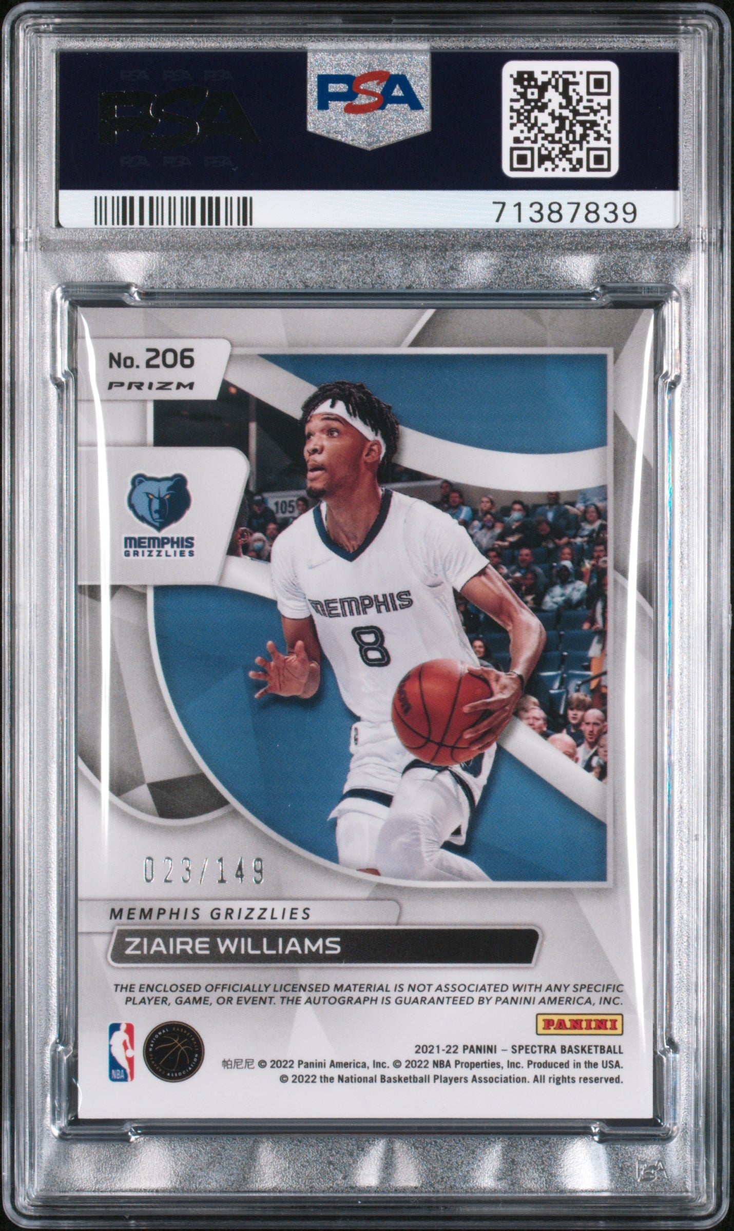 2021 Spectra Ziaire Williams Rookie Patch Auto RPA 23/149 PSA 10 RC