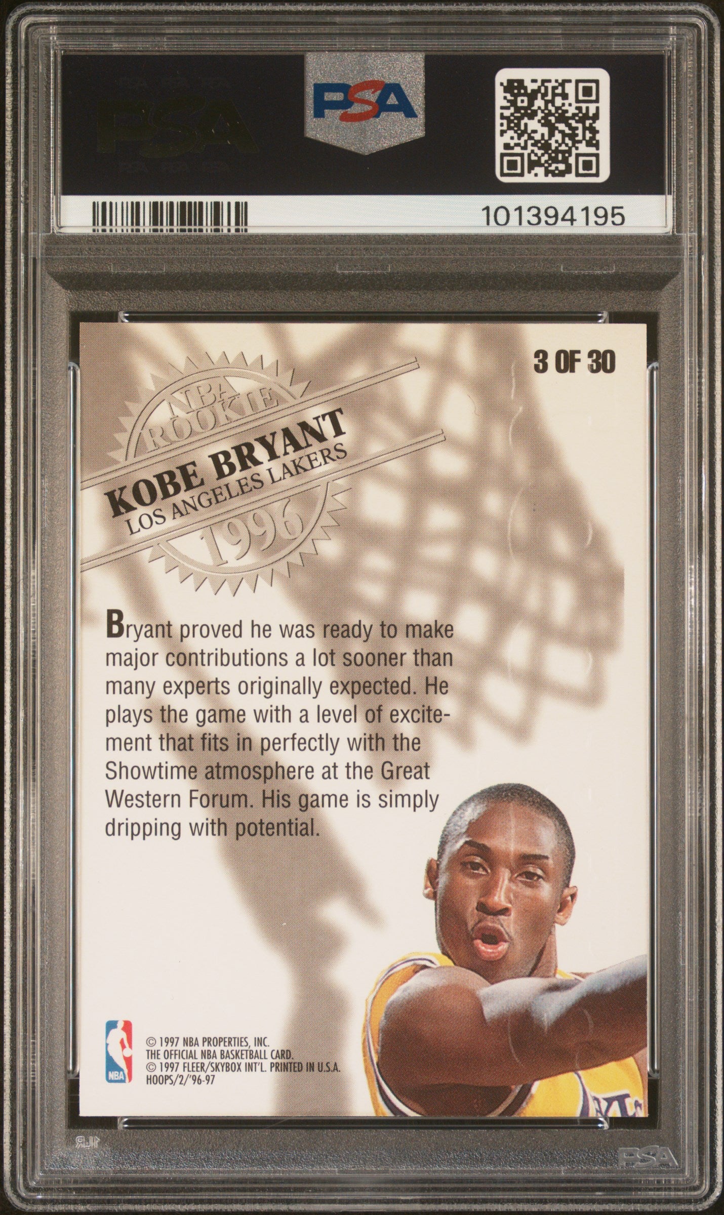 1996-97 Hoops Rookie Kobe Bryant PSA 8