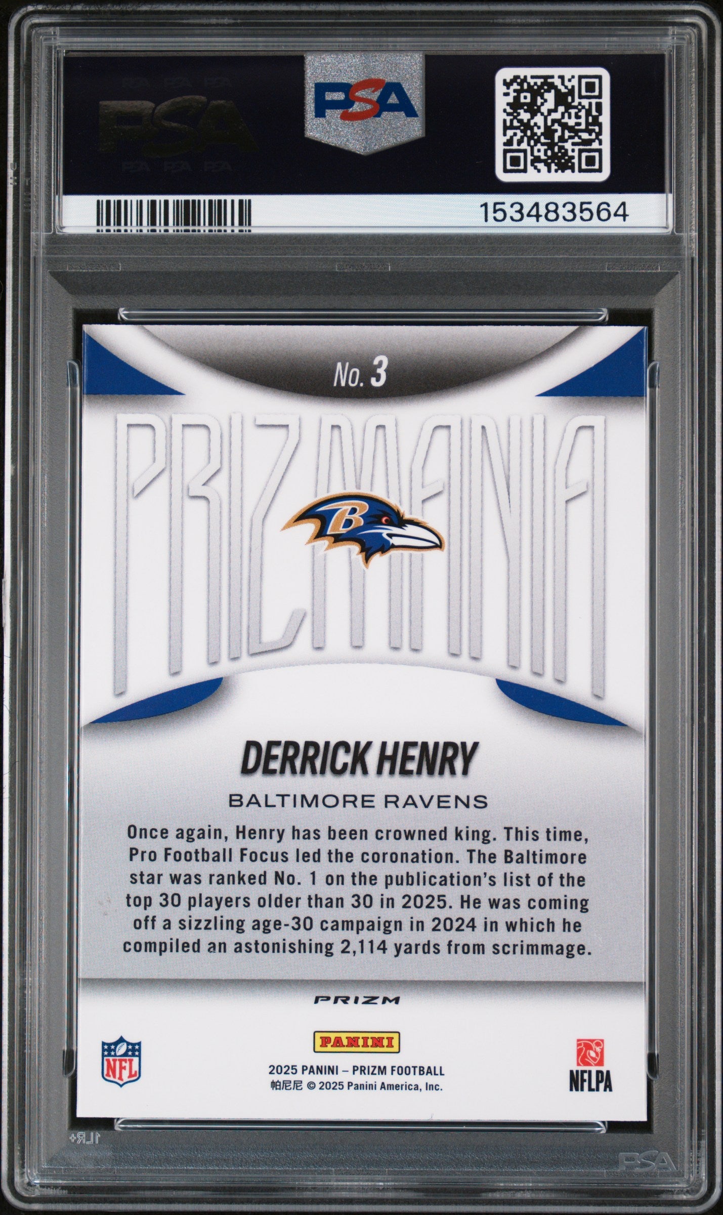 2025 Prizm Derrick Henry Prizmania PSA 10