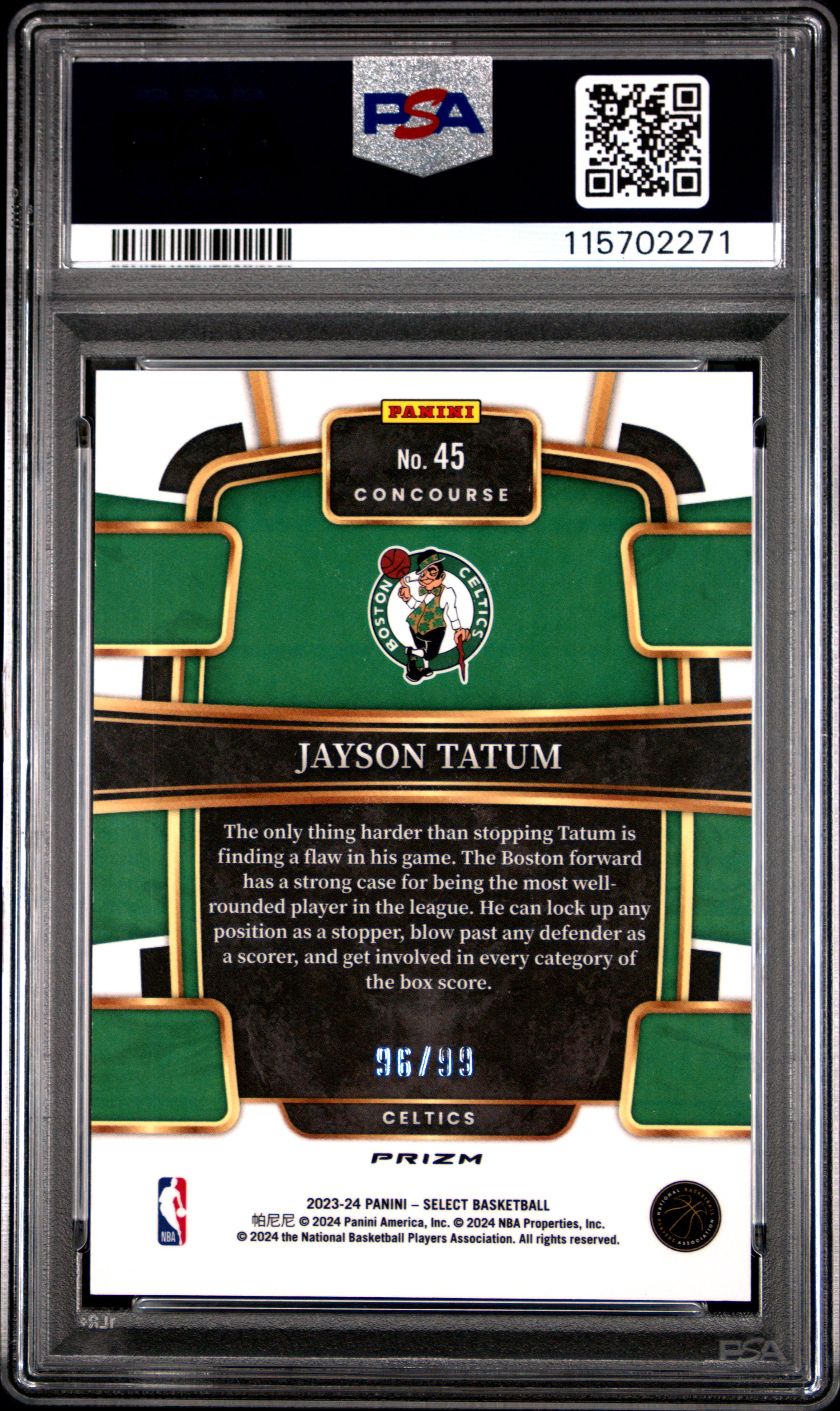 2023 Select Jayson Tatum Pink Cracked Ice PSA 10