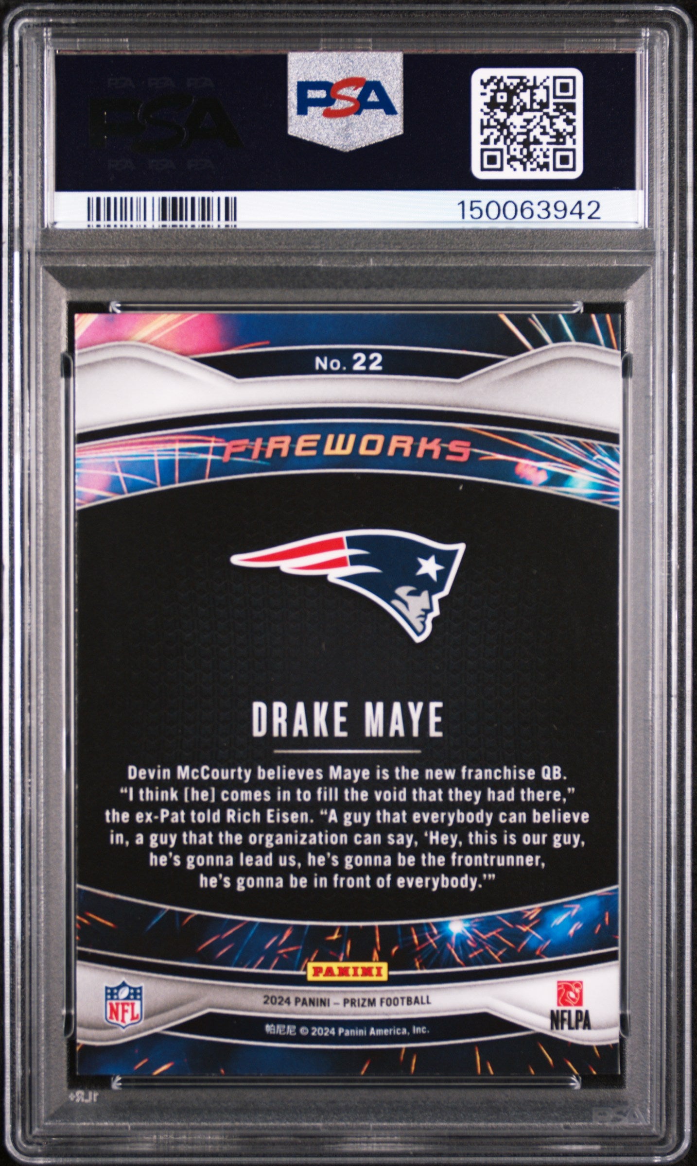 2024 Prizm Drake Maye Fireworks PSA 10