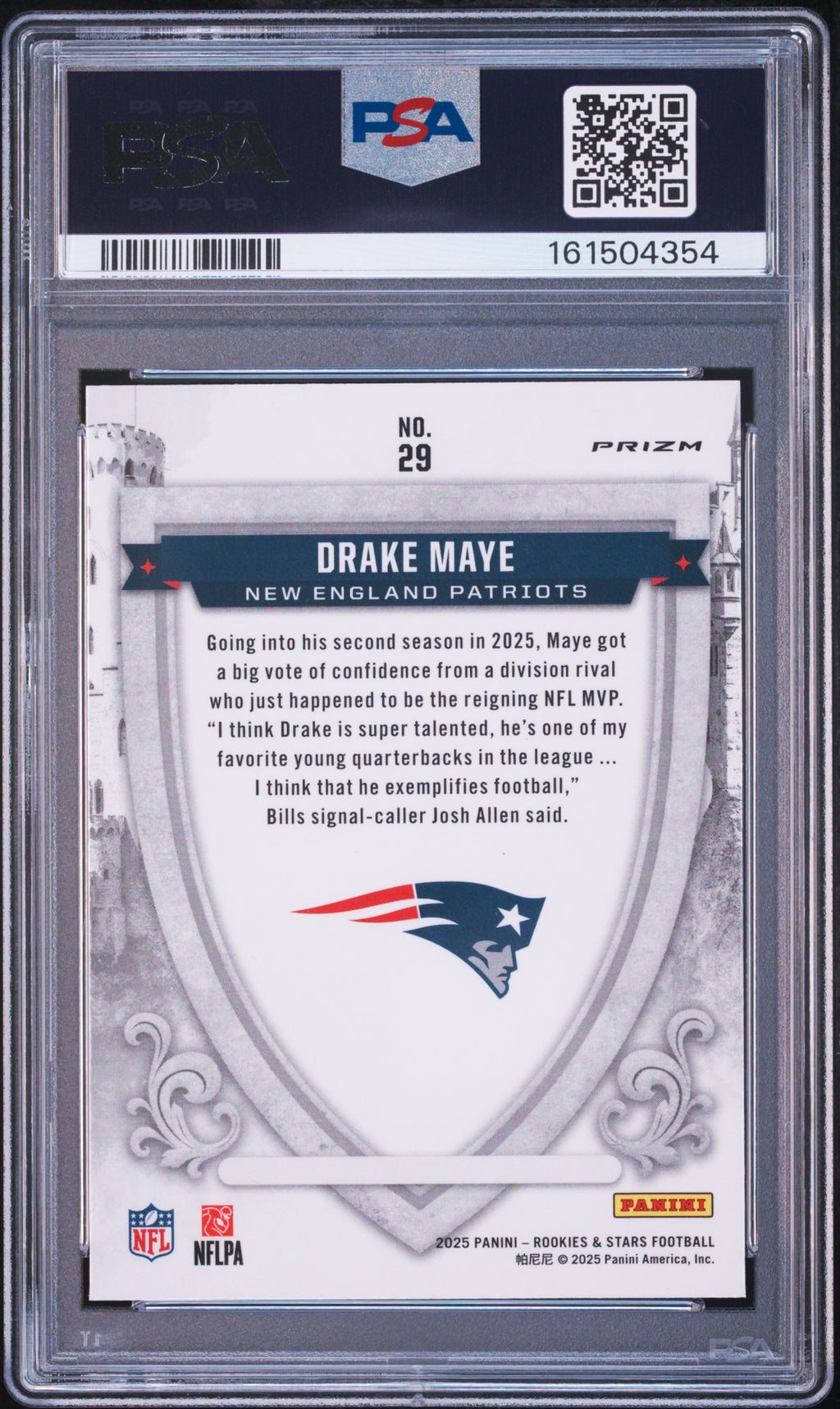 2025 Rookies & Stars Drake Maye Crusade Red Plaid PSA 10 RC