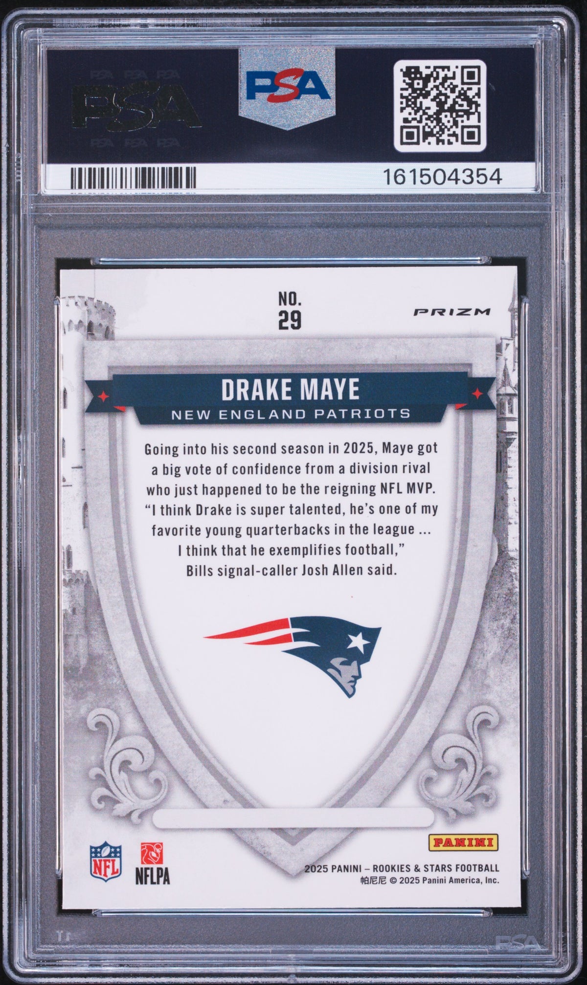 2025 Rookies & Stars Drake Maye Crusade Red Plaid PSA 10 RC