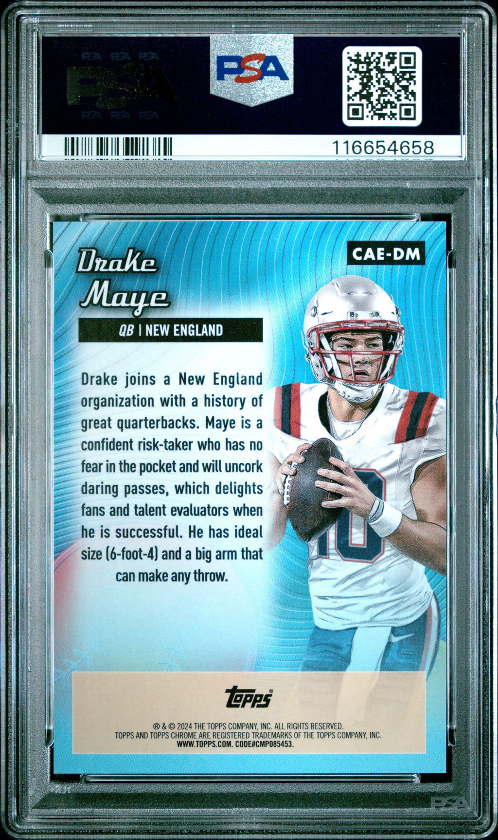 2024 Topps Chrome Drake Maye Rookie Gold Refractor All Etch 19/50 PSA 10 RC
