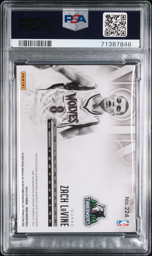 2014 Panini NOIR Zach LaVine Rookie Patch Auto RPA 69/99 PSA 8 RC