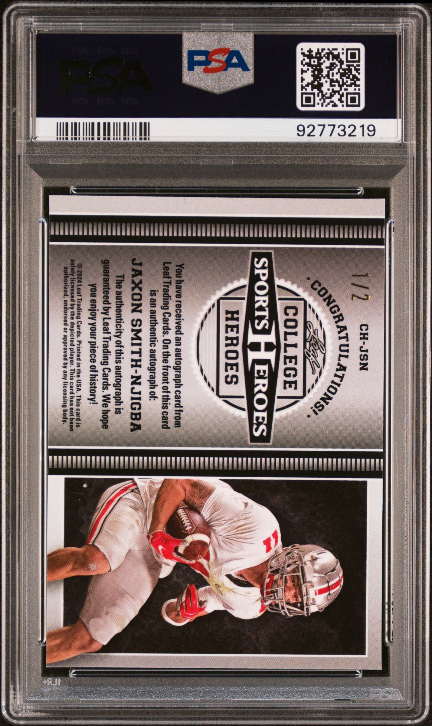 2024 Sports Heroes Jaxon Smith-Njigba Colleg Heroes Au-GLD SHMR PSA 9
