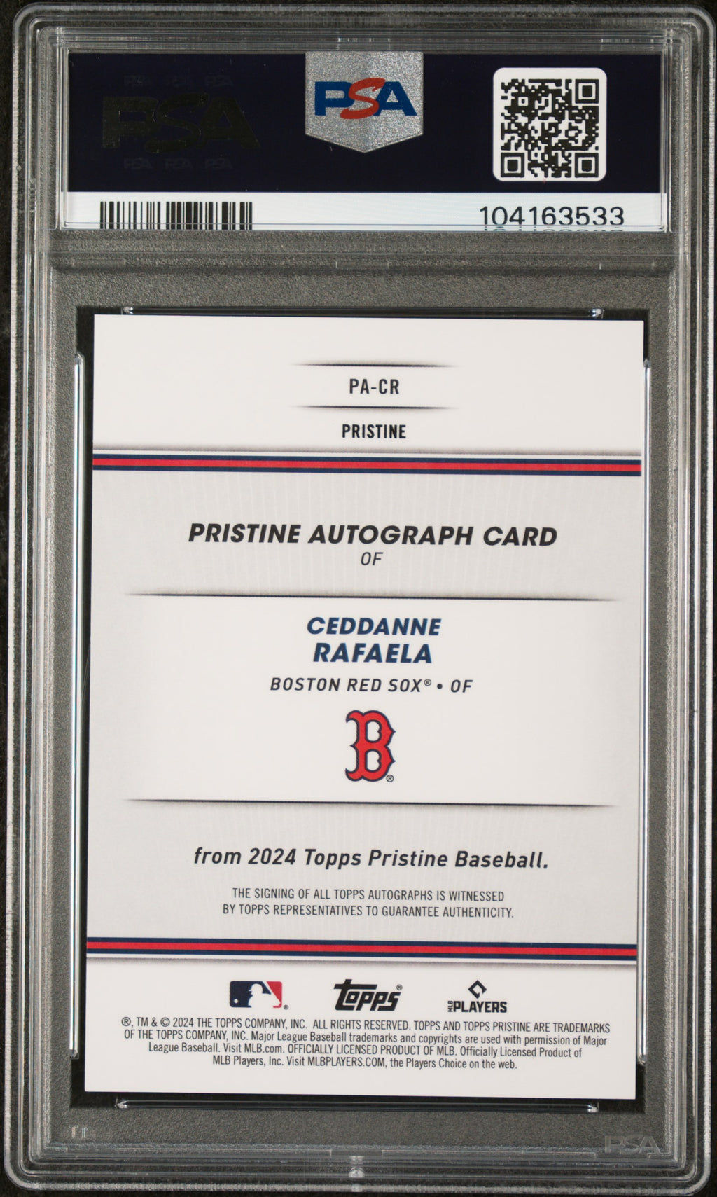 2024 Topps Pristine Pristine Autographs Ceddanne Rafaela #PACR Green /150 PSA 10