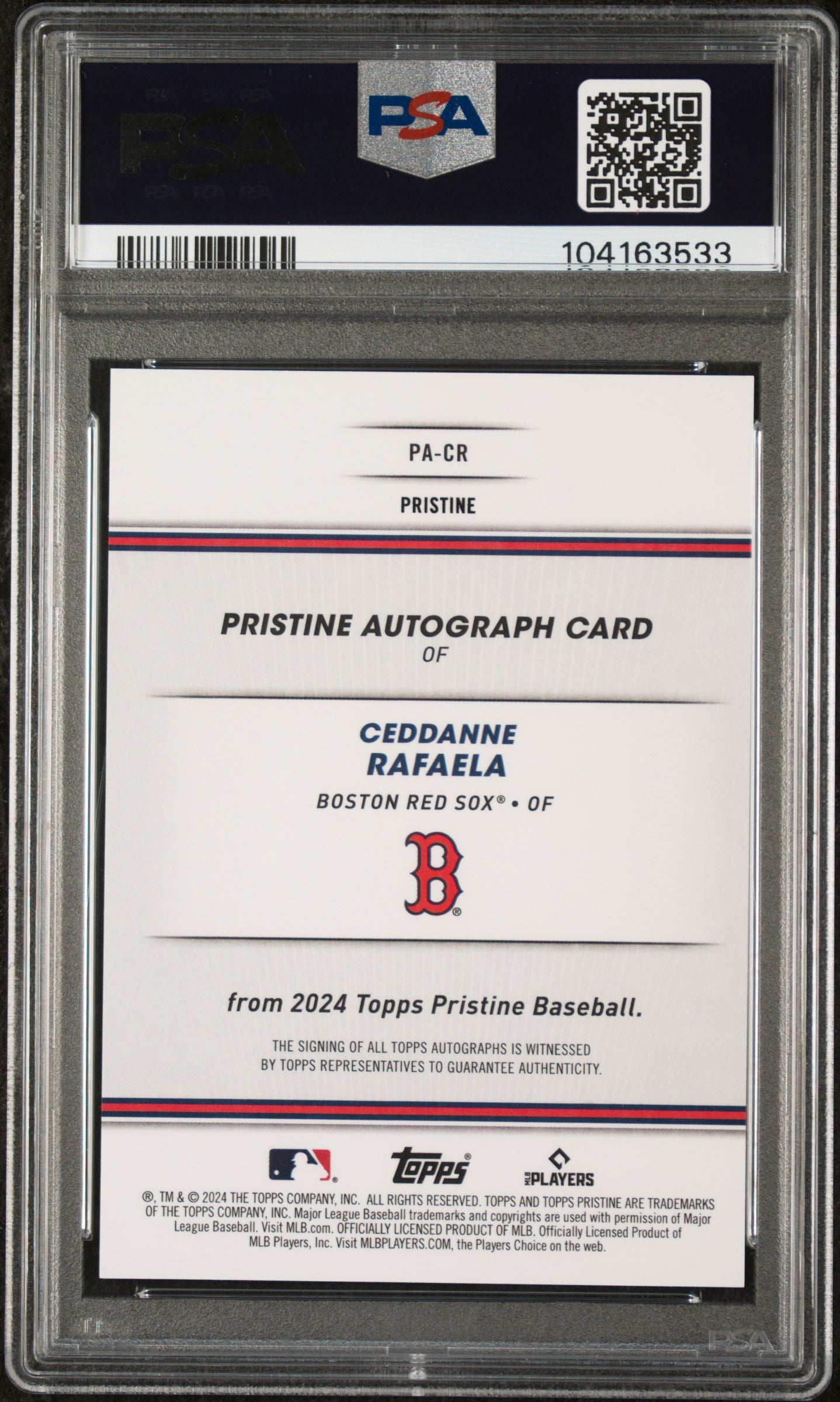 2024 Topps Pristine Pristine Autographs Ceddanne Rafaela #PACR Green /150 PSA 10