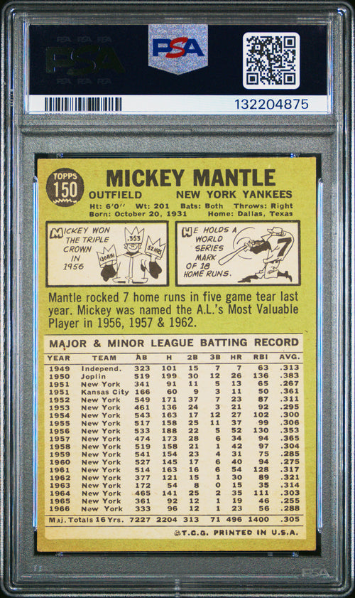 1967 Topps Mickey Mantle PSA 4