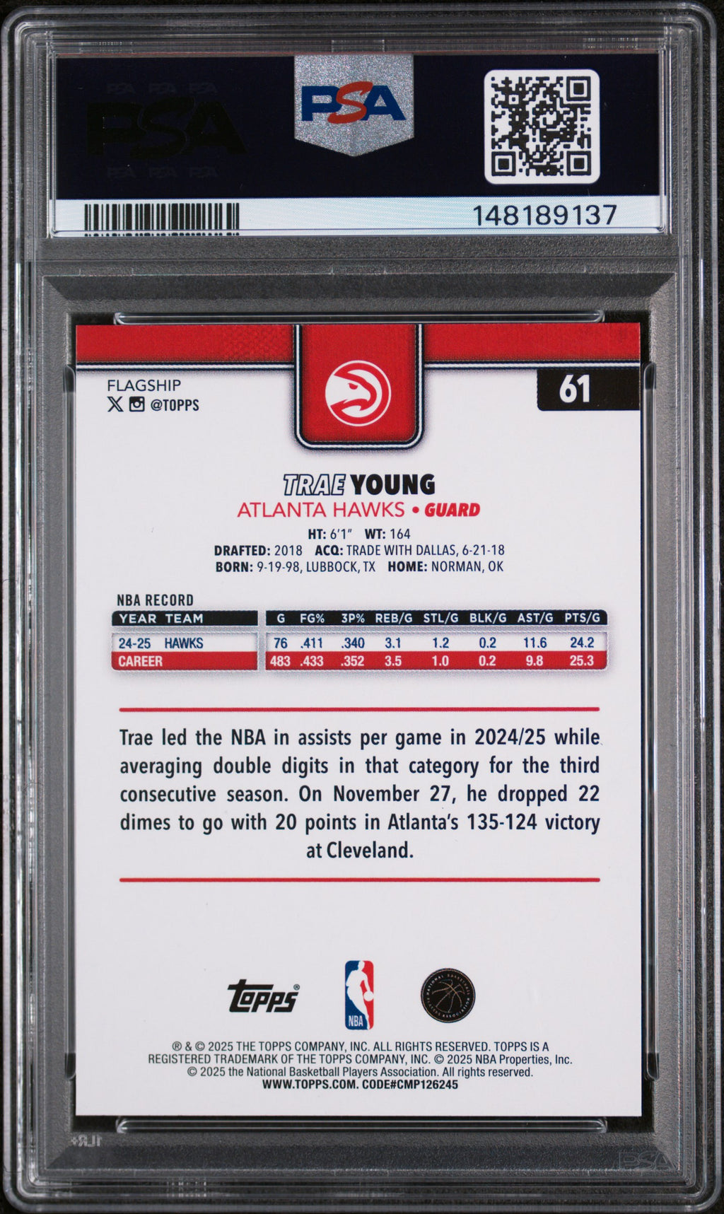 2025 Topps Trae Young Team Border PSA 10