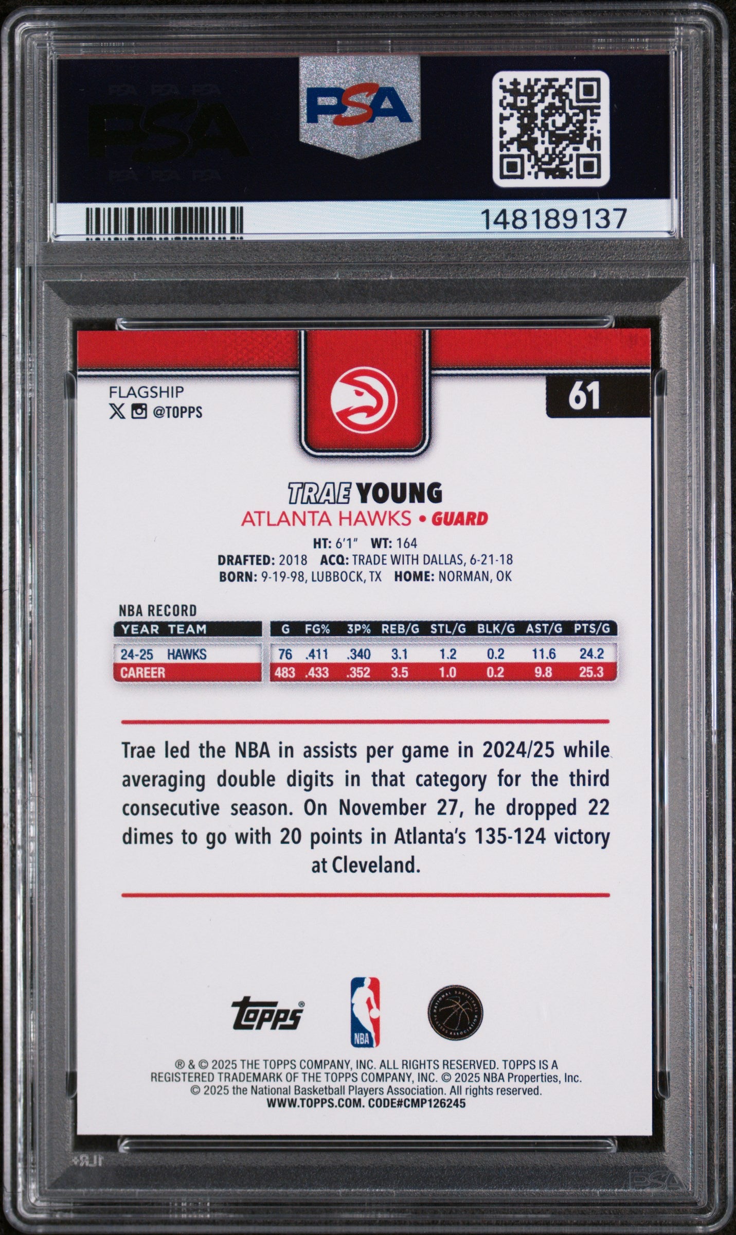 2025 Topps Trae Young Team Border PSA 10
