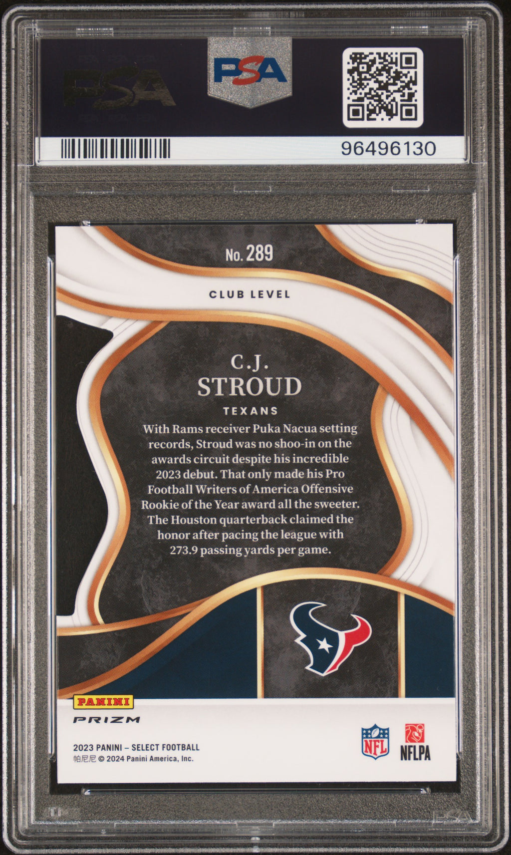 2023 Panini Select CJ Stroud #289 Die Cut Silver Prizm PSA 10