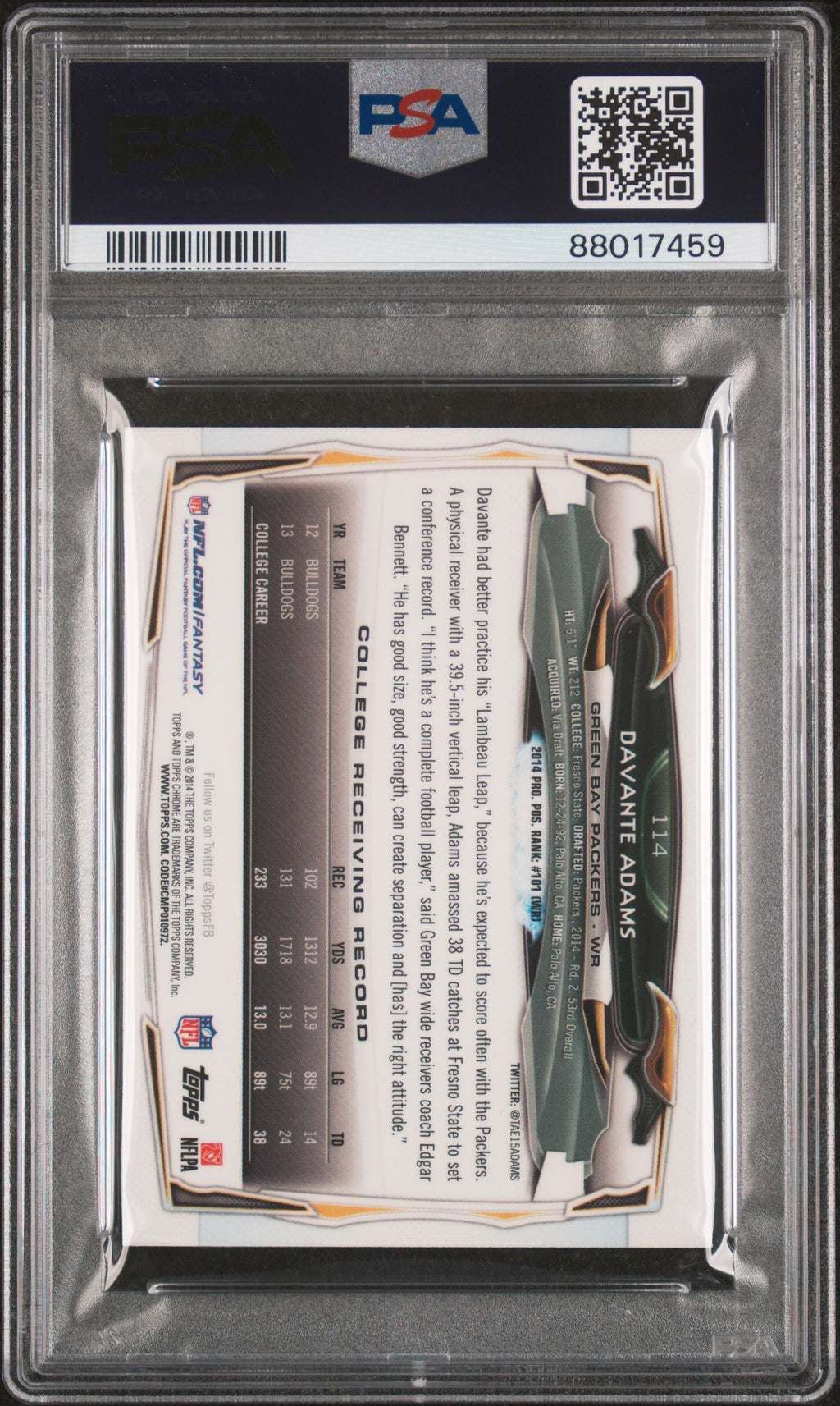 2014 Topps Chrome Mini Davante Adams #114 Facing Forward PSA 10