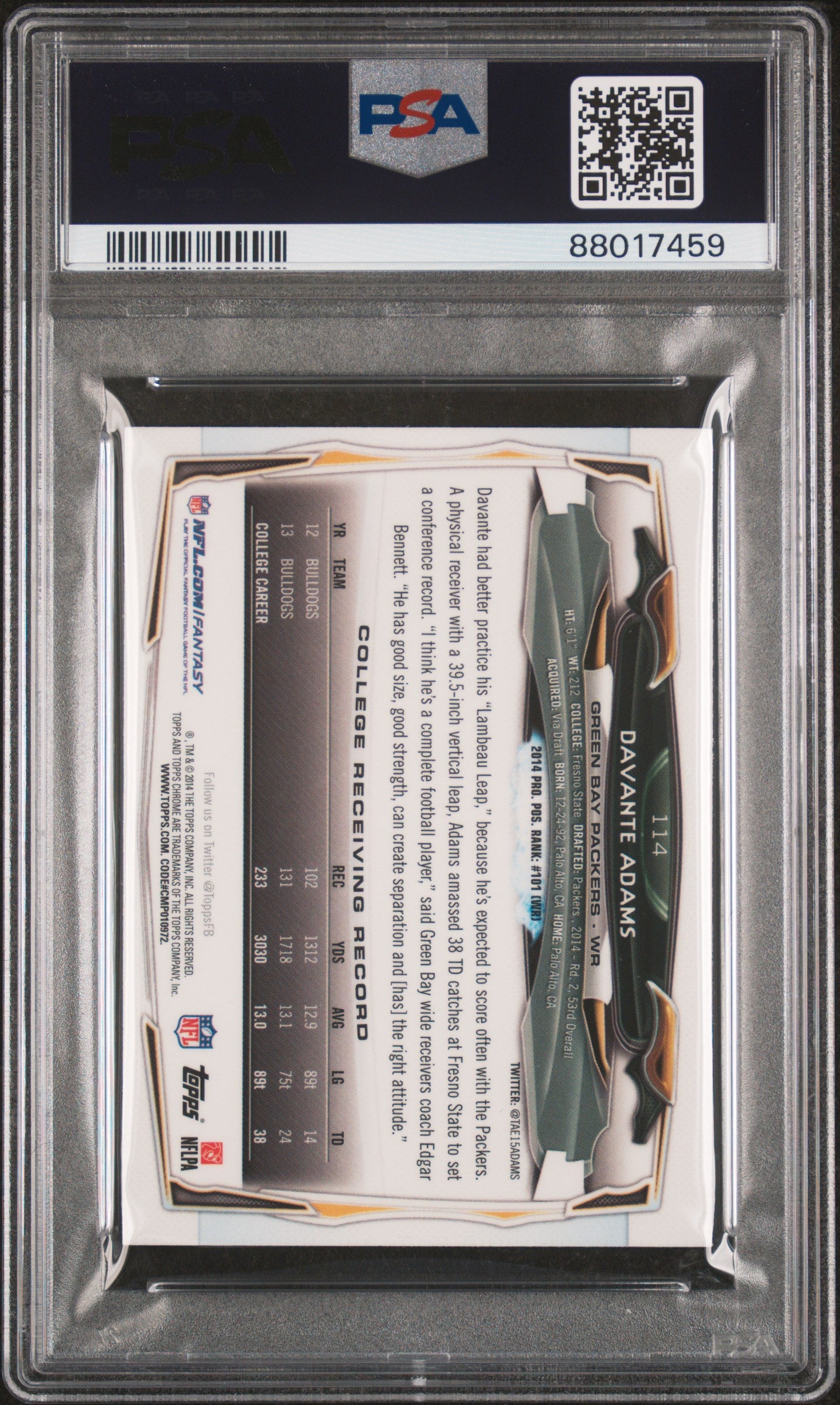 2014 Topps Chrome Mini Davante Adams #114 Facing Forward PSA 10