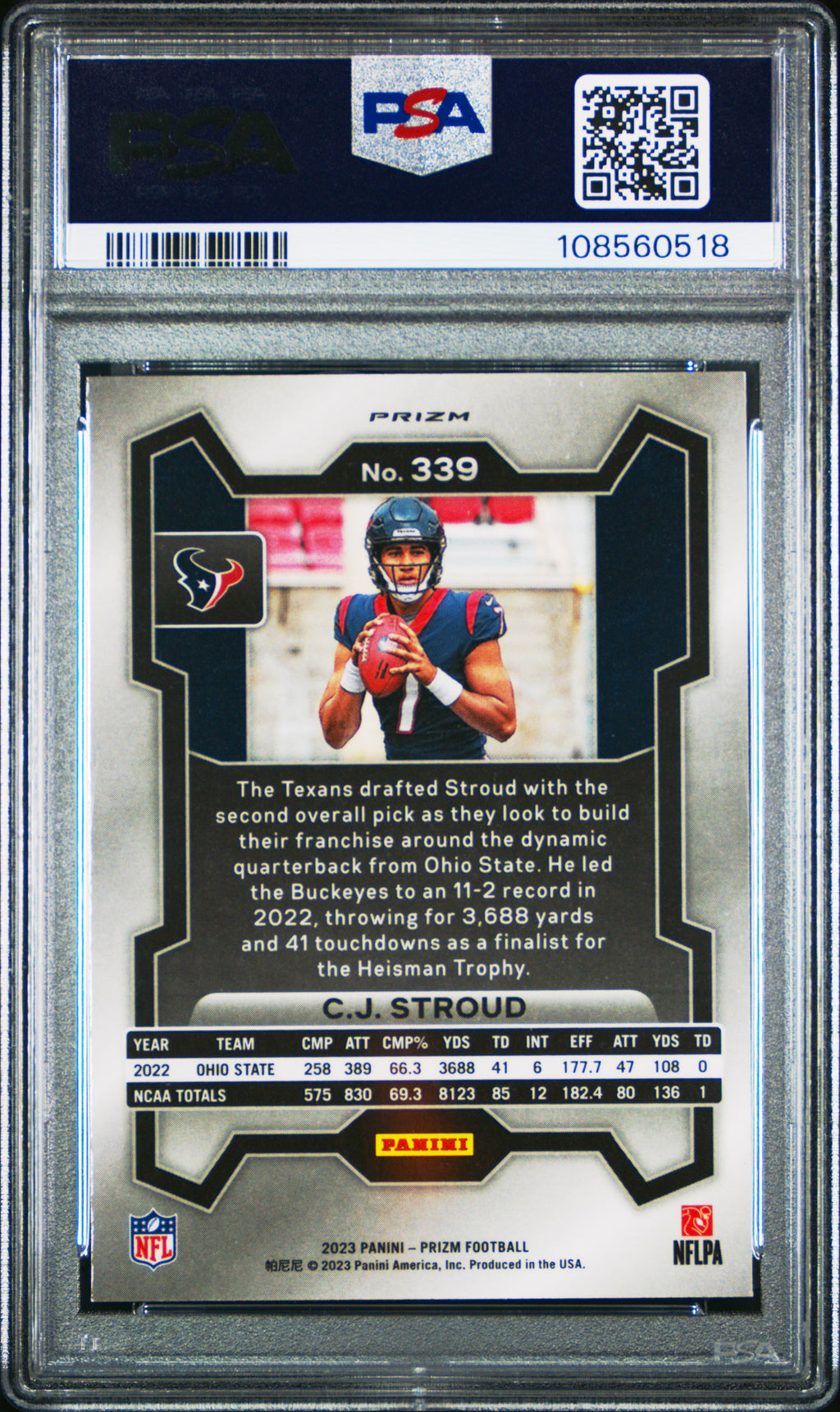 2023 Panini Prizm CJ Stroud #339 Silver PSA 9