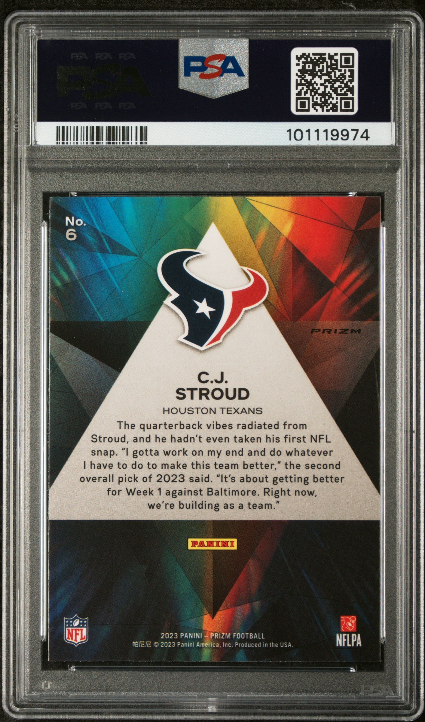 2023 Panini Prizm Prizmatic CJ Stroud #6 Green Ice PSA 10