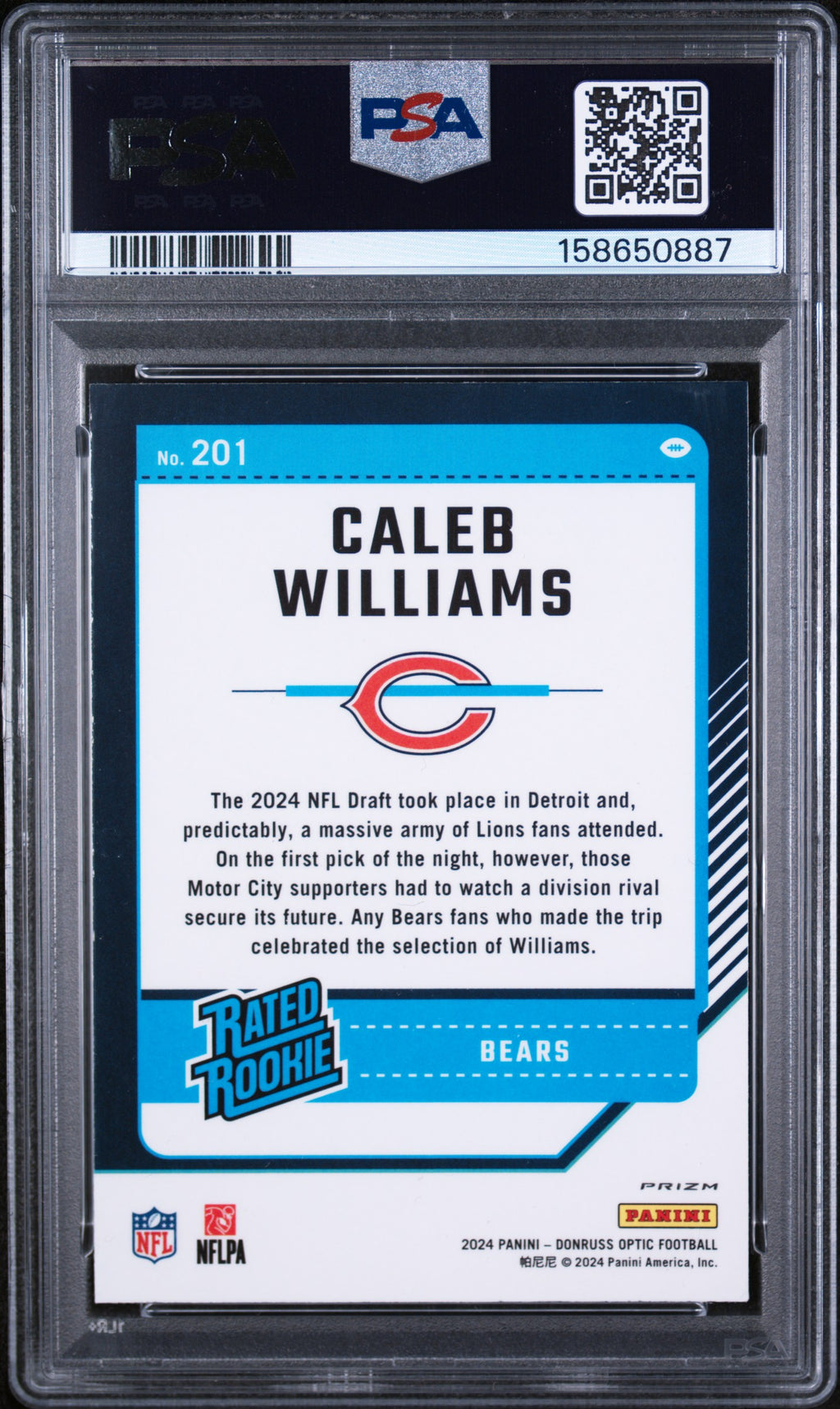 2024 Donruss Optic Caleb Williams Purple Shock PSA 9