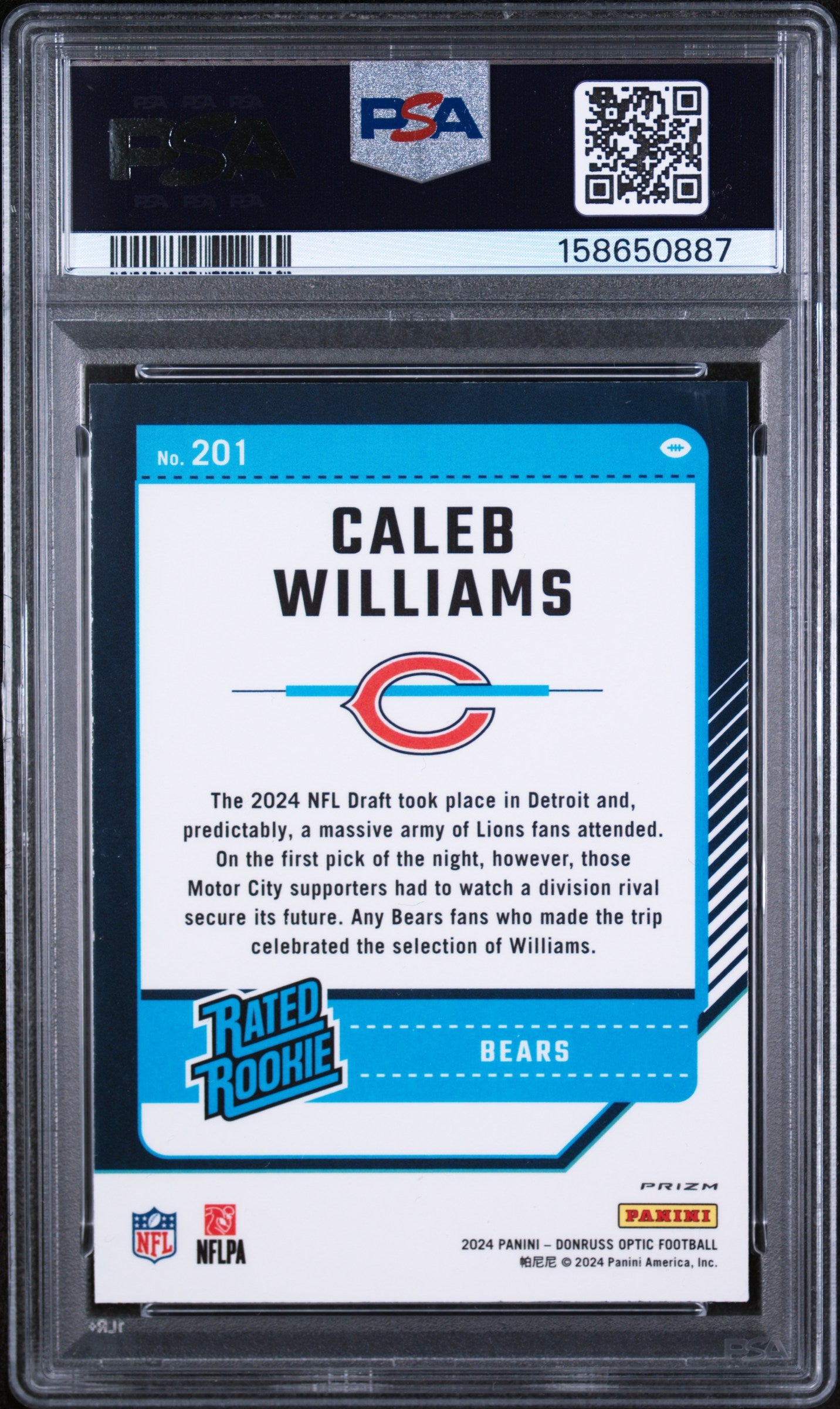 2024 Donruss Optic Caleb Williams Purple Shock PSA 9