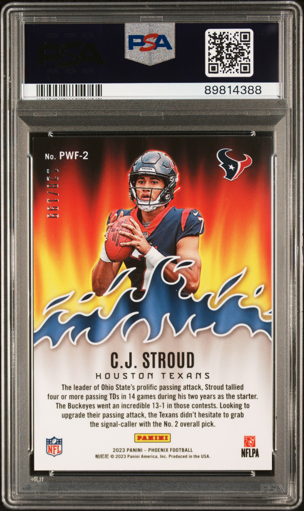 2023 Panini Phoenix Playing With Fire CJ Stroud #PWF2 Red PSA 10