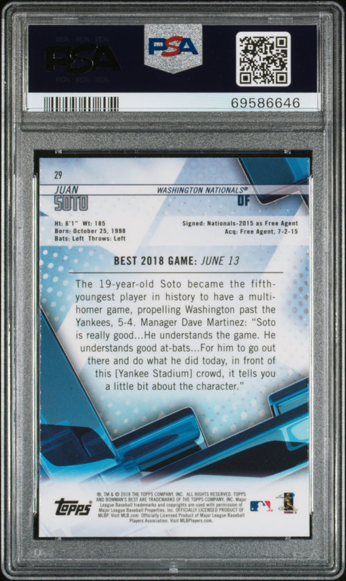 2018 Bowman's Best Juan Soto PSA 10