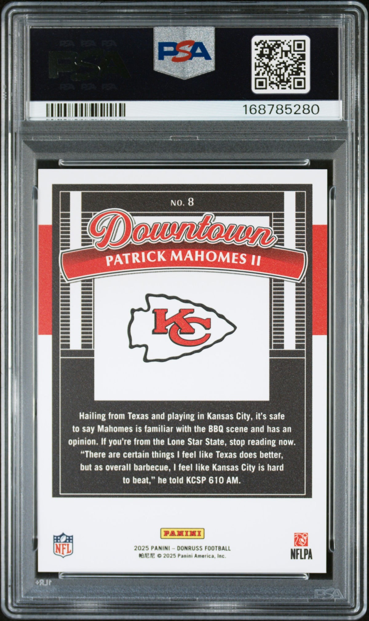 2025 Donruss Patrick Mahomes Downtown PSA 10
