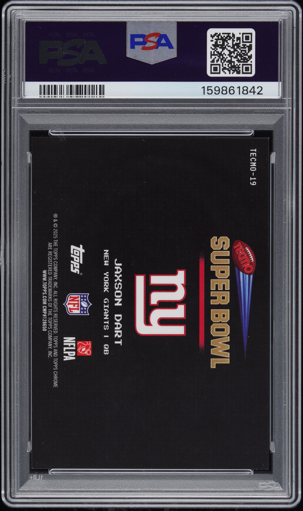 2025 Topps Chrome Tecmo Jaxson Dart #19 PSA 10