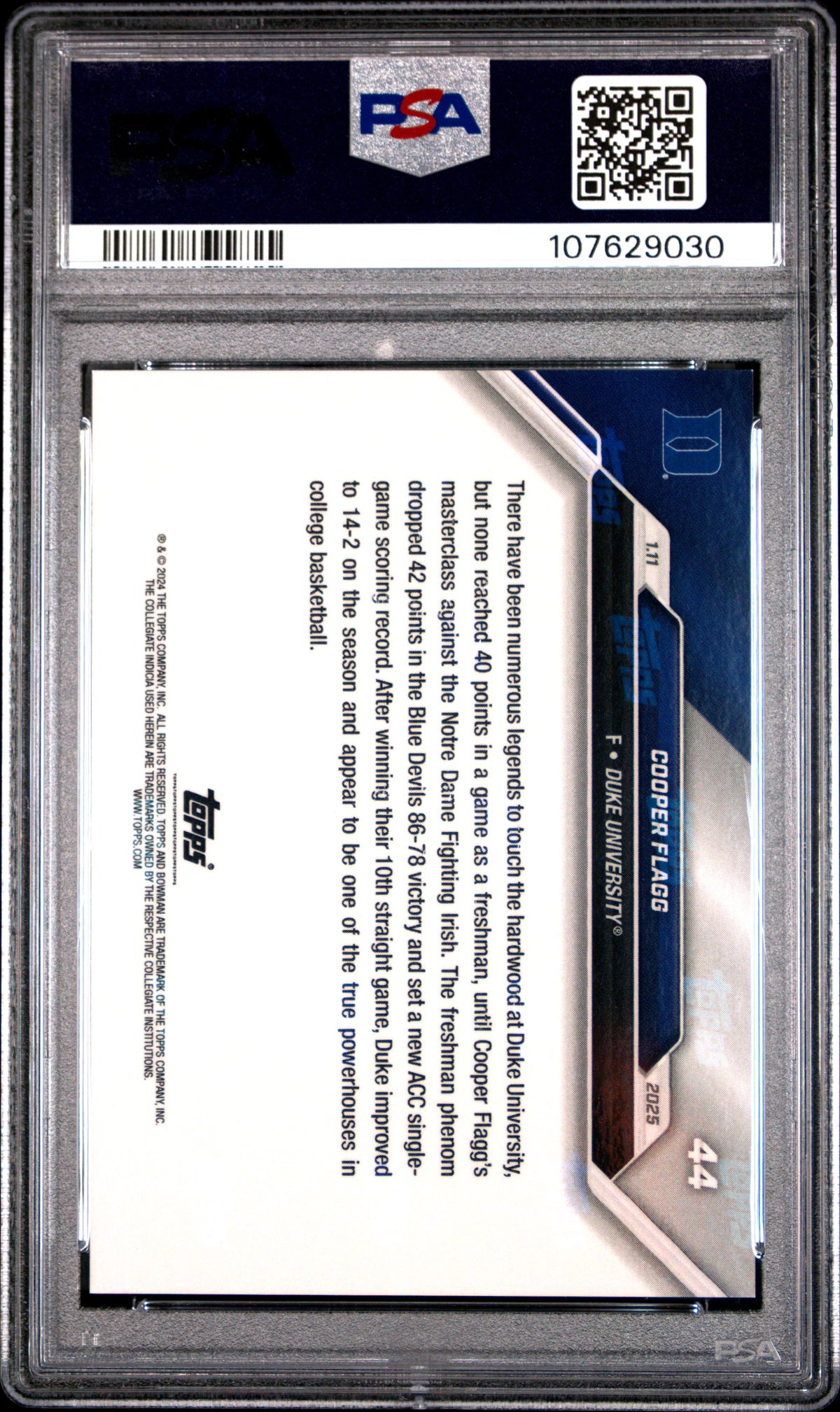 2024-25 Bowman U Now Cooper Flagg PSA 10