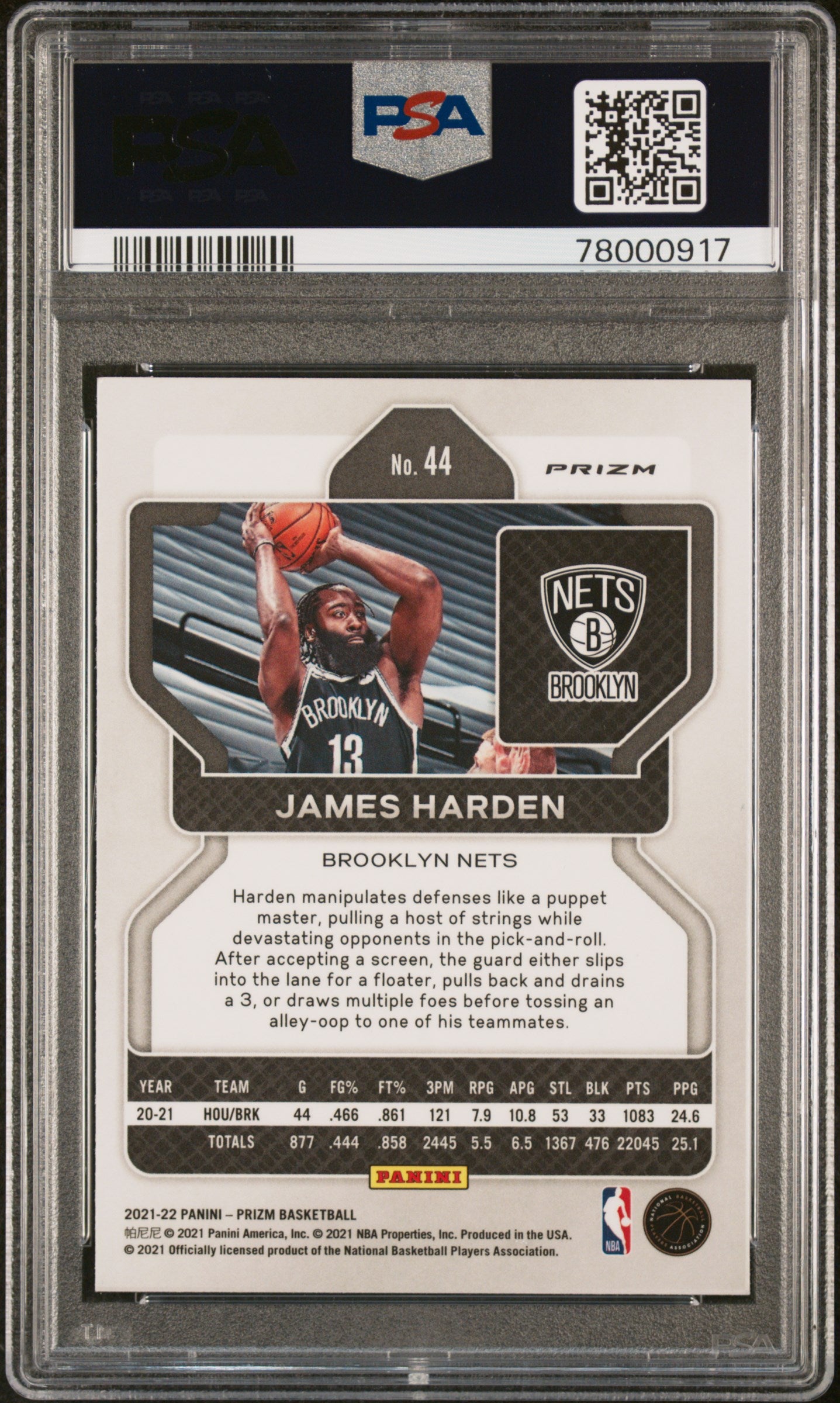 2021 Panini Prizm James Harden #44 NBA 75th PSA 10