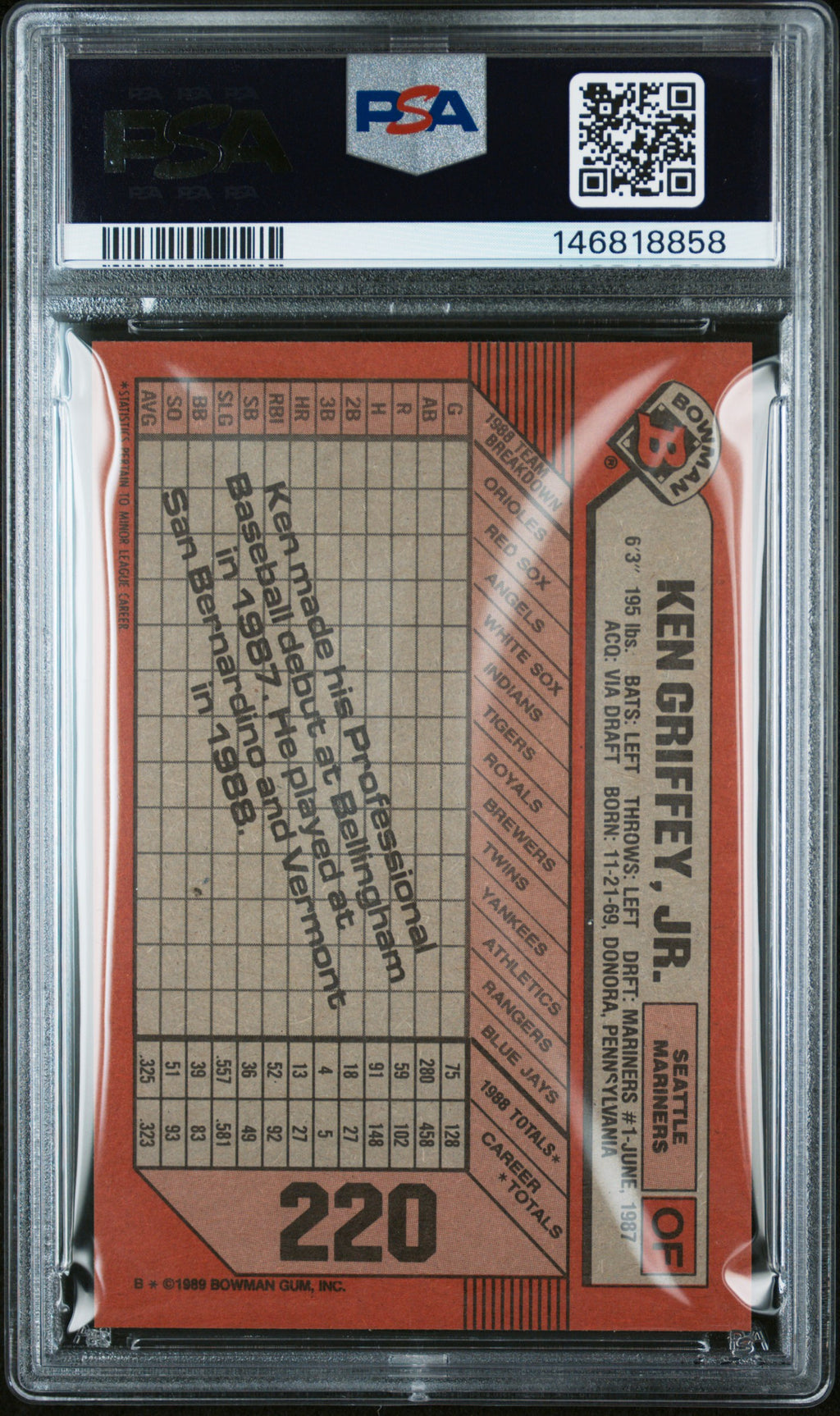 1989 Bowman Ken Griffey Jr. PSA 9
