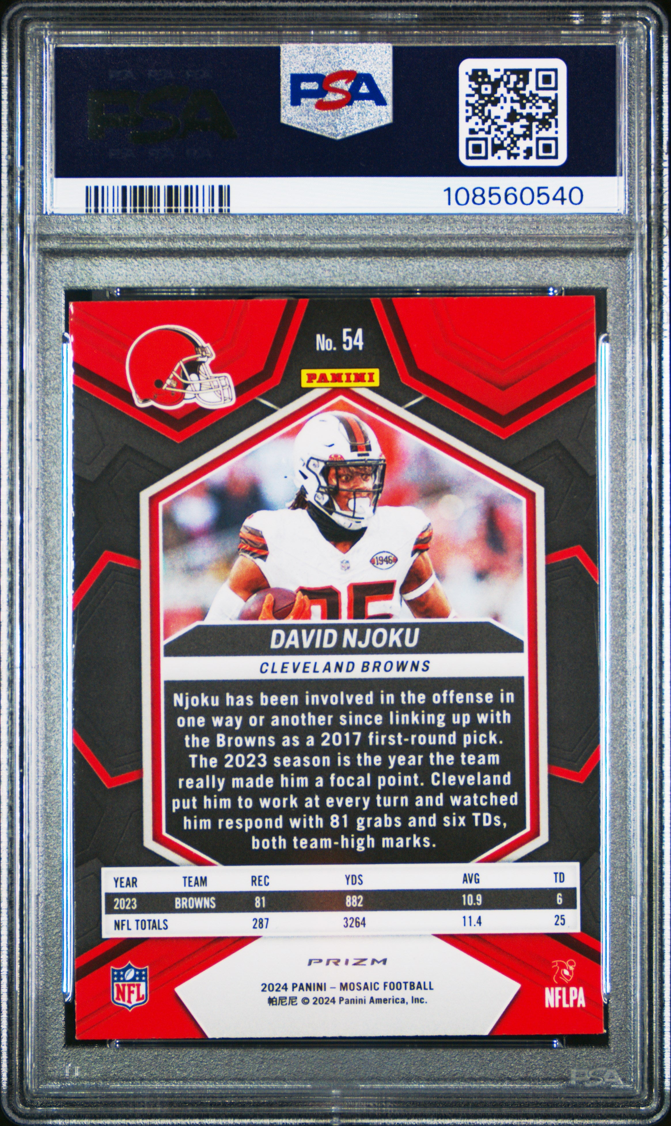 2024 Mosaic David Njoku Honecomb PSA 10