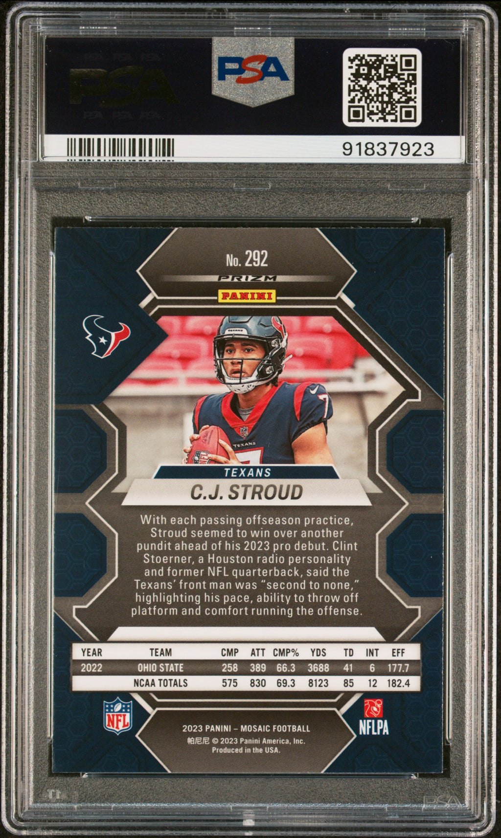 2023 Panini Mosaic CJ Stroud #292 Reactive Yellow PSA 10