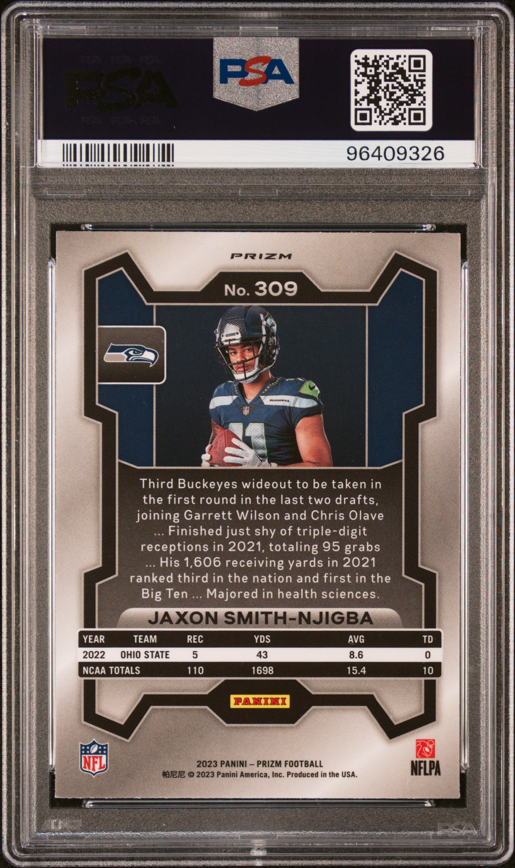 2023 Panini Prizm Jaxon Smith-Njigba #309 Variation PSA 10